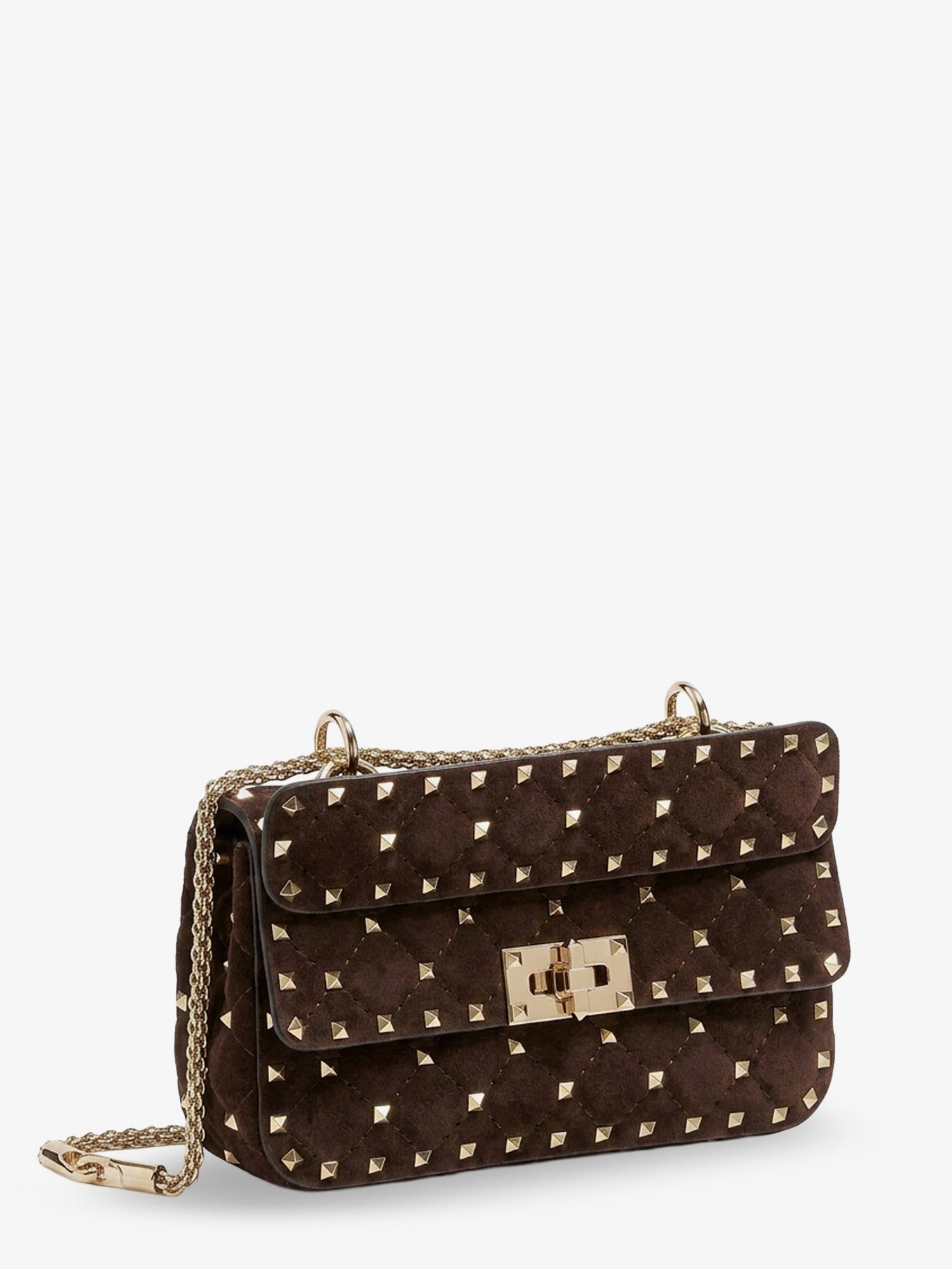 Valentino Rockstud Spike Suede Crossbody Bag With All-over Studs