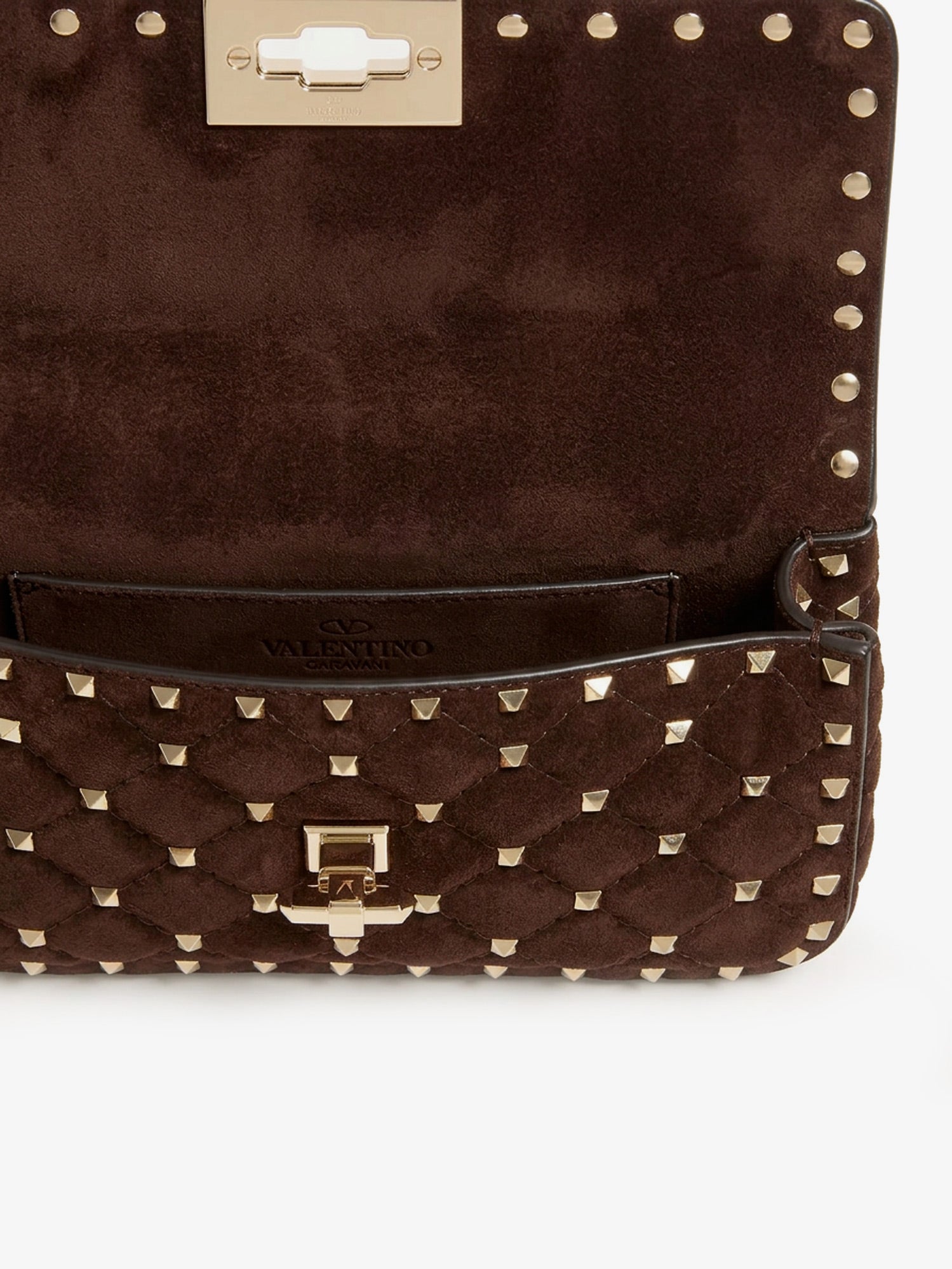 Valentino Rockstud Spike Suede Crossbody Bag With All-over Studs