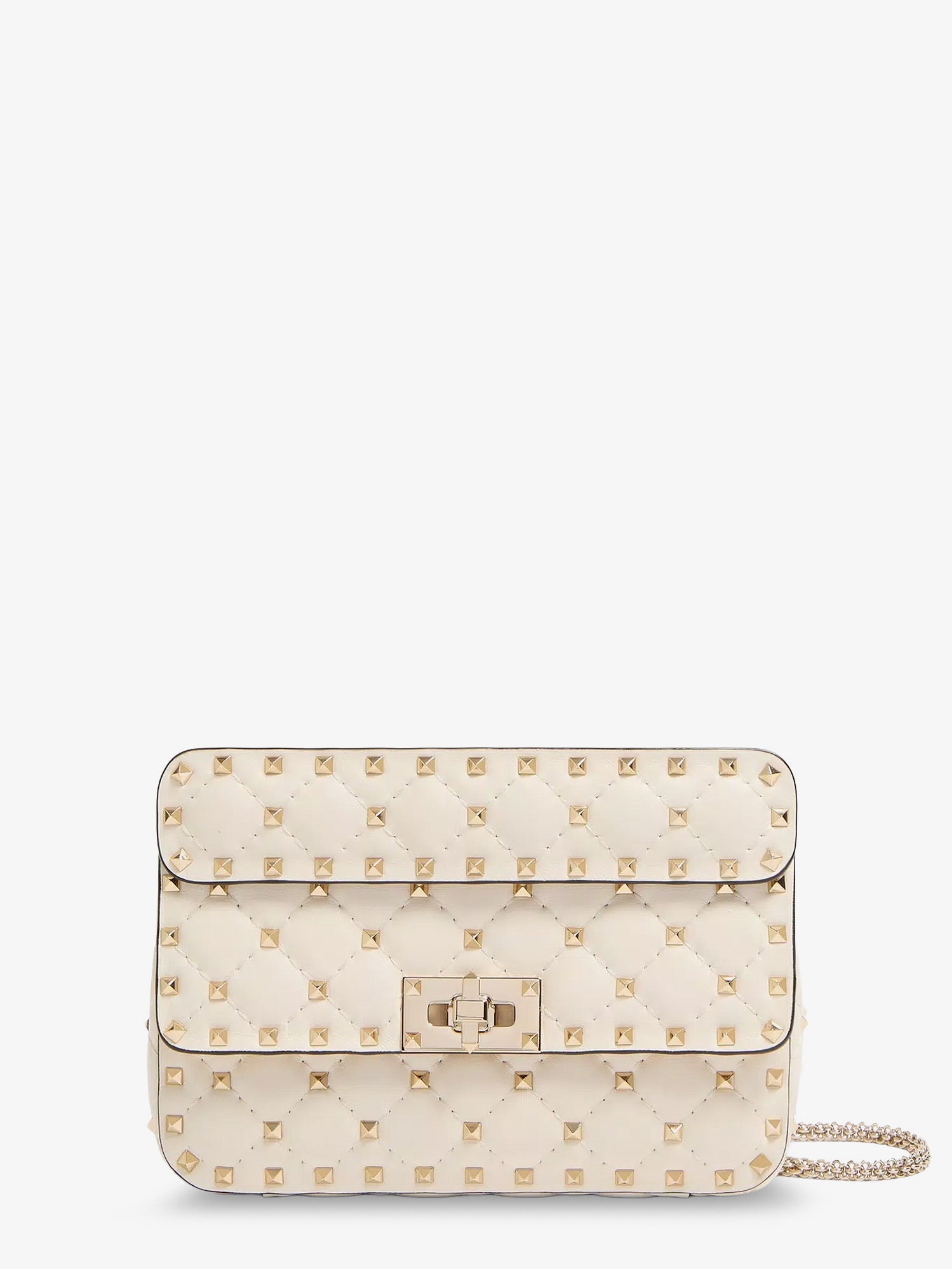 Valentino Rockstud Spike Leather Shoulder Bag With Iconic All-over Studs