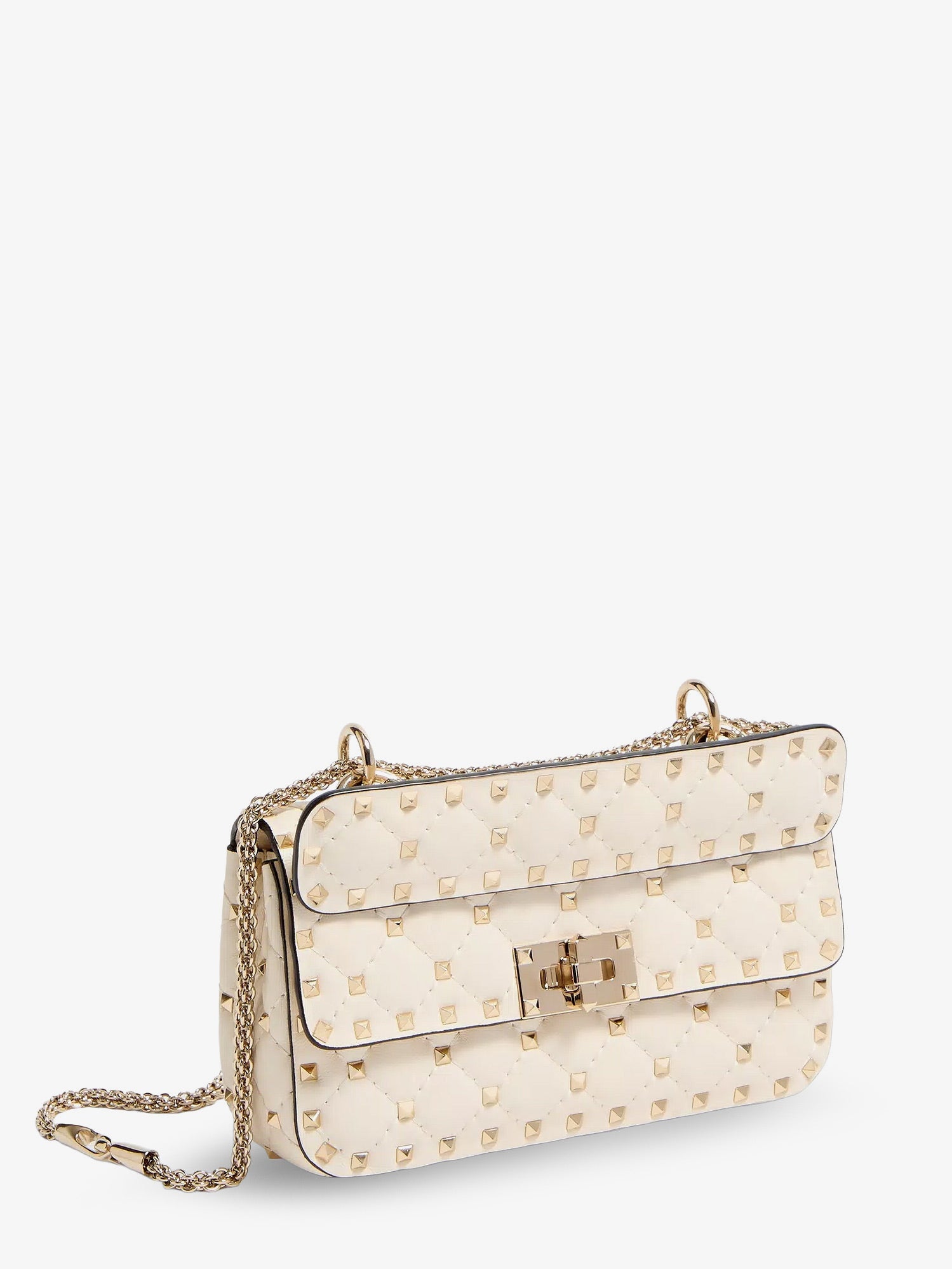 Valentino Rockstud Spike Leather Shoulder Bag With Iconic All-over Studs