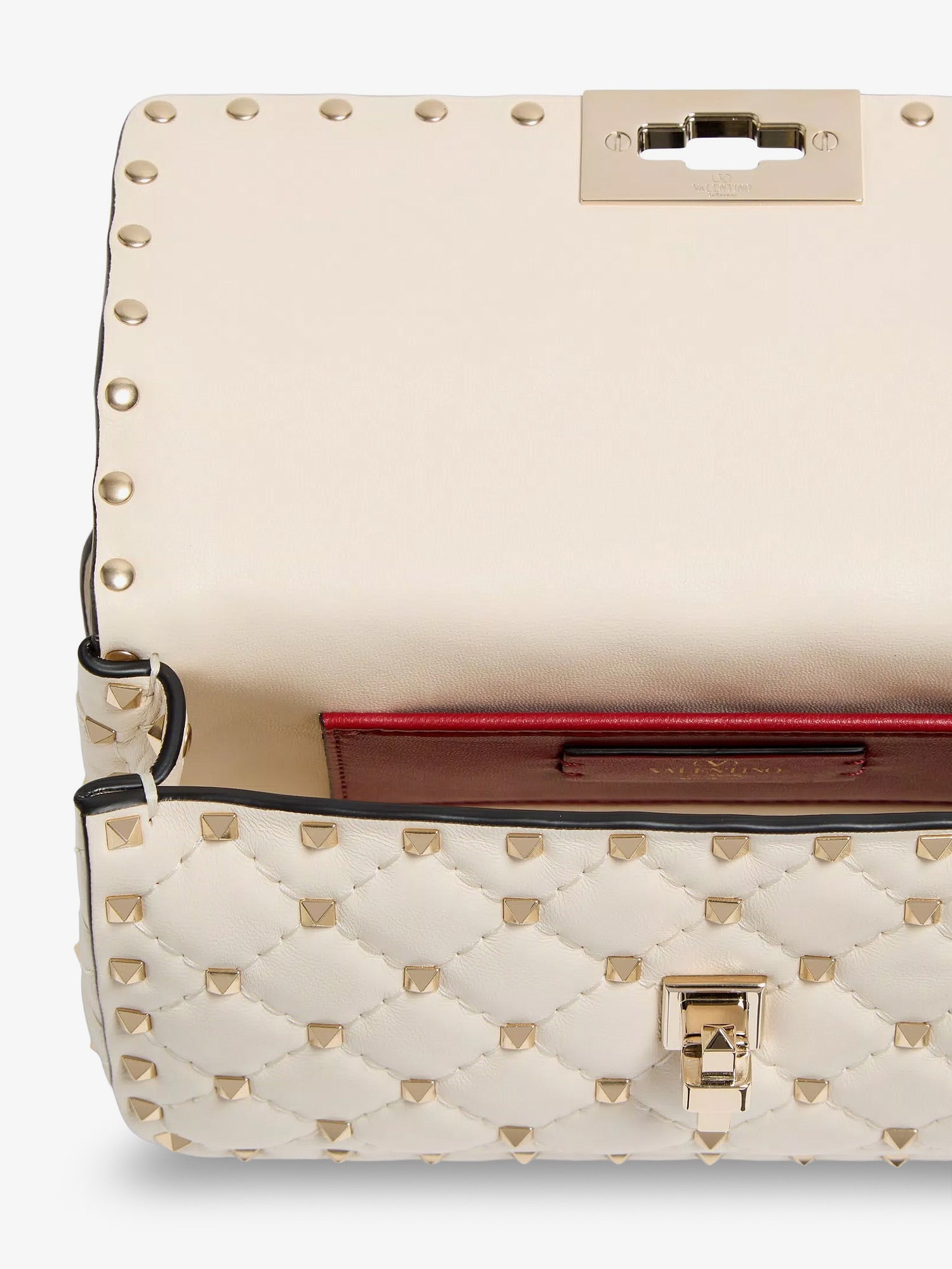 Valentino Rockstud Spike Leather Shoulder Bag With Iconic All-over Studs
