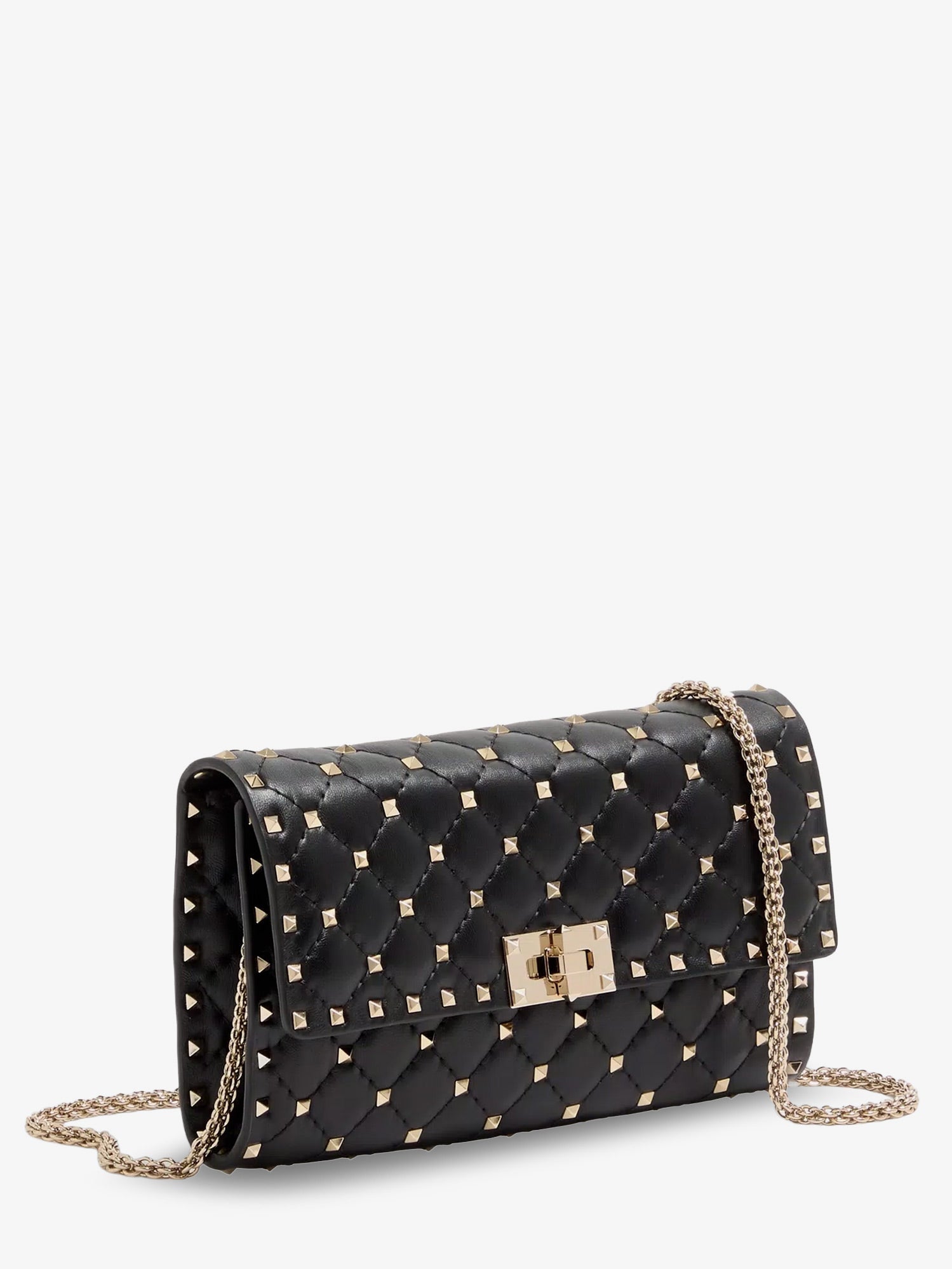 Valentino Rockstud Spike Leather Shoulder Bag With Iconic All-over Studs