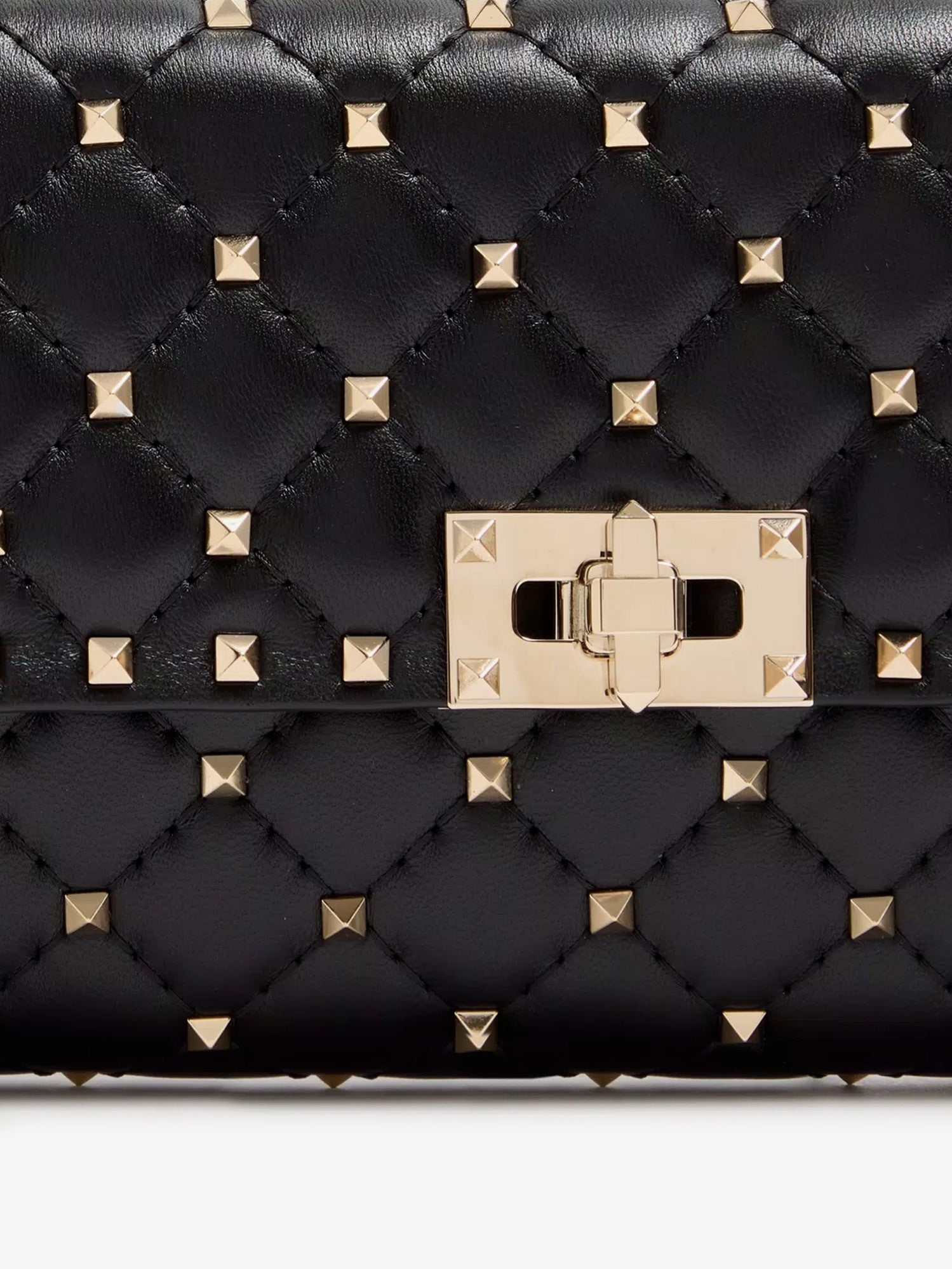 Valentino Rockstud Spike Leather Shoulder Bag With Iconic All-over Studs