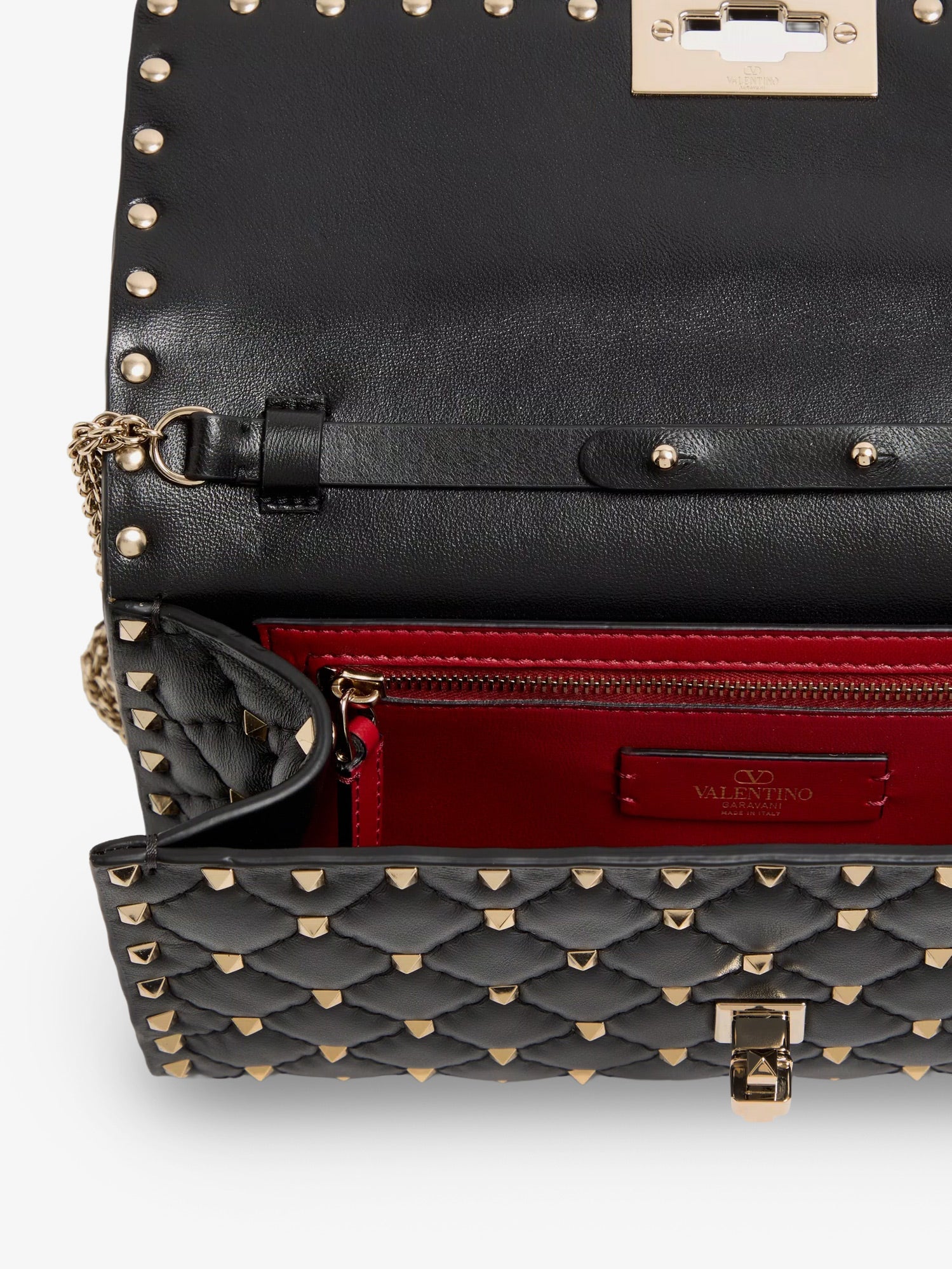 Valentino Rockstud Spike Leather Shoulder Bag With Iconic All-over Studs