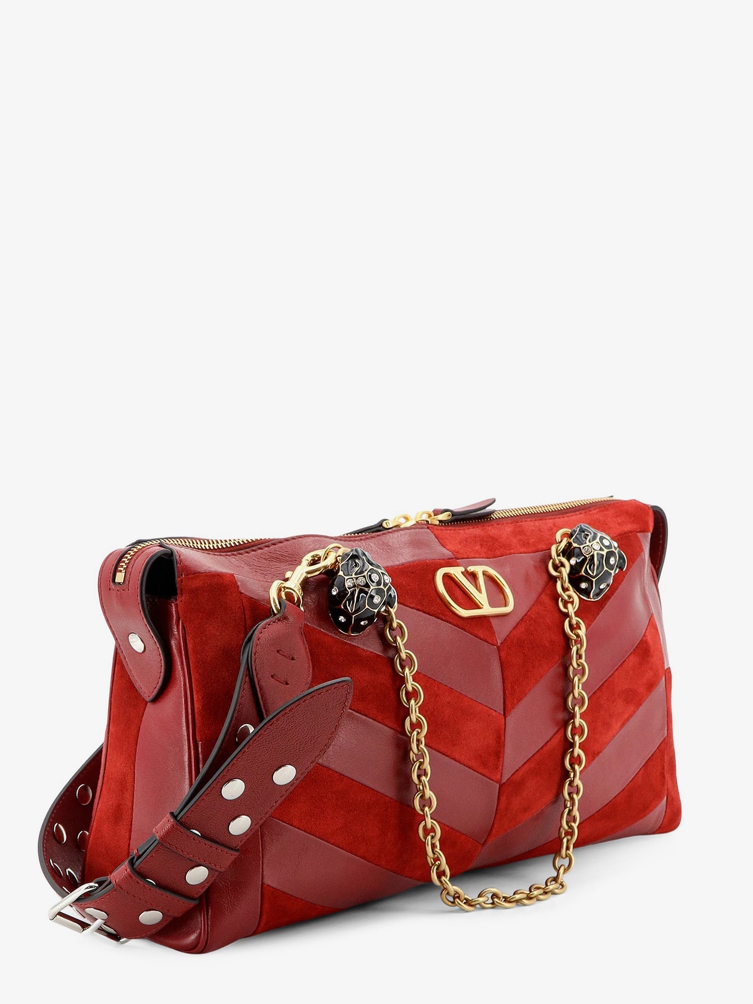 Valentino Panthea Suede And Leather Crossbody Bag