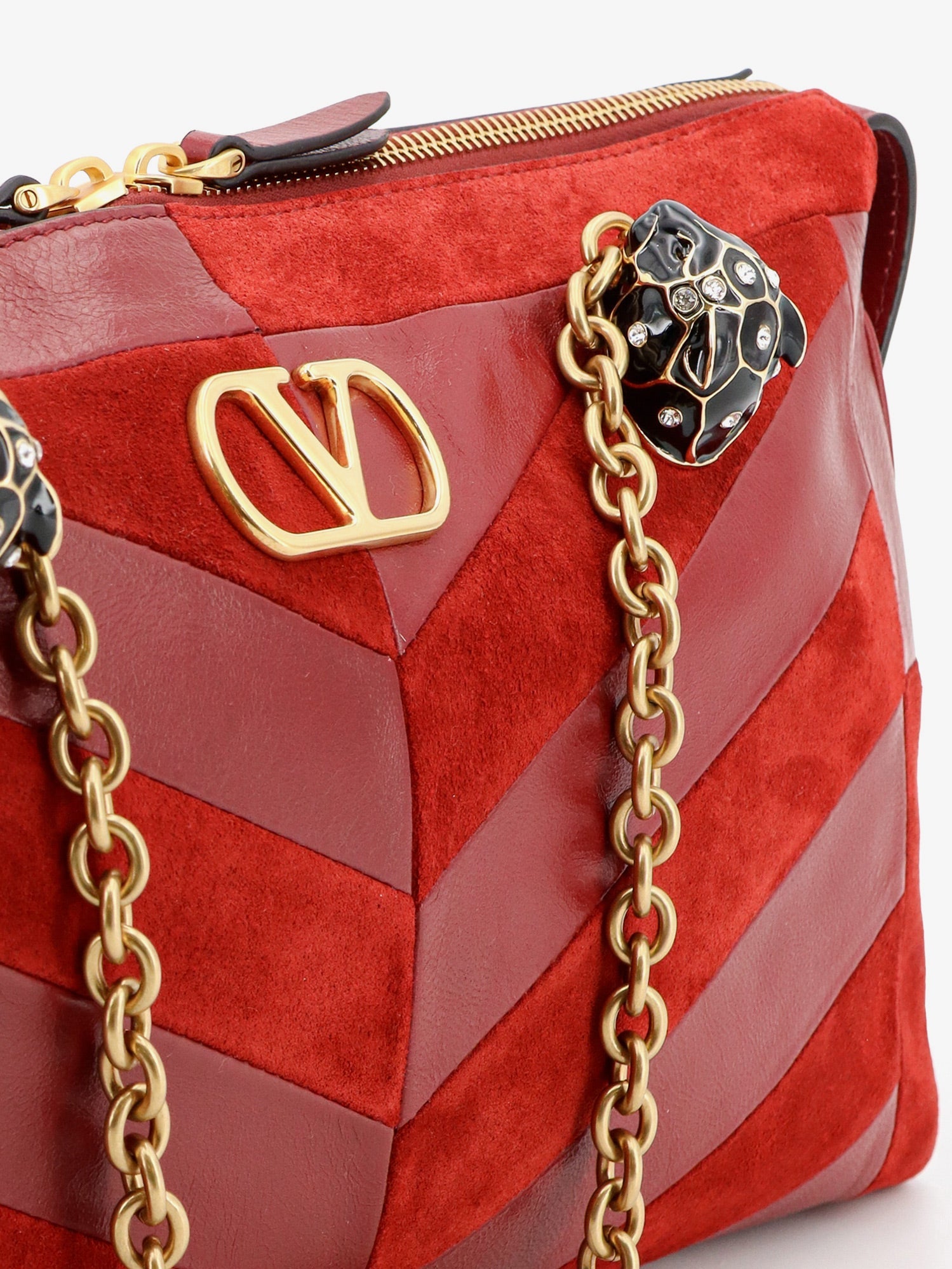 Valentino Panthea Suede And Leather Crossbody Bag