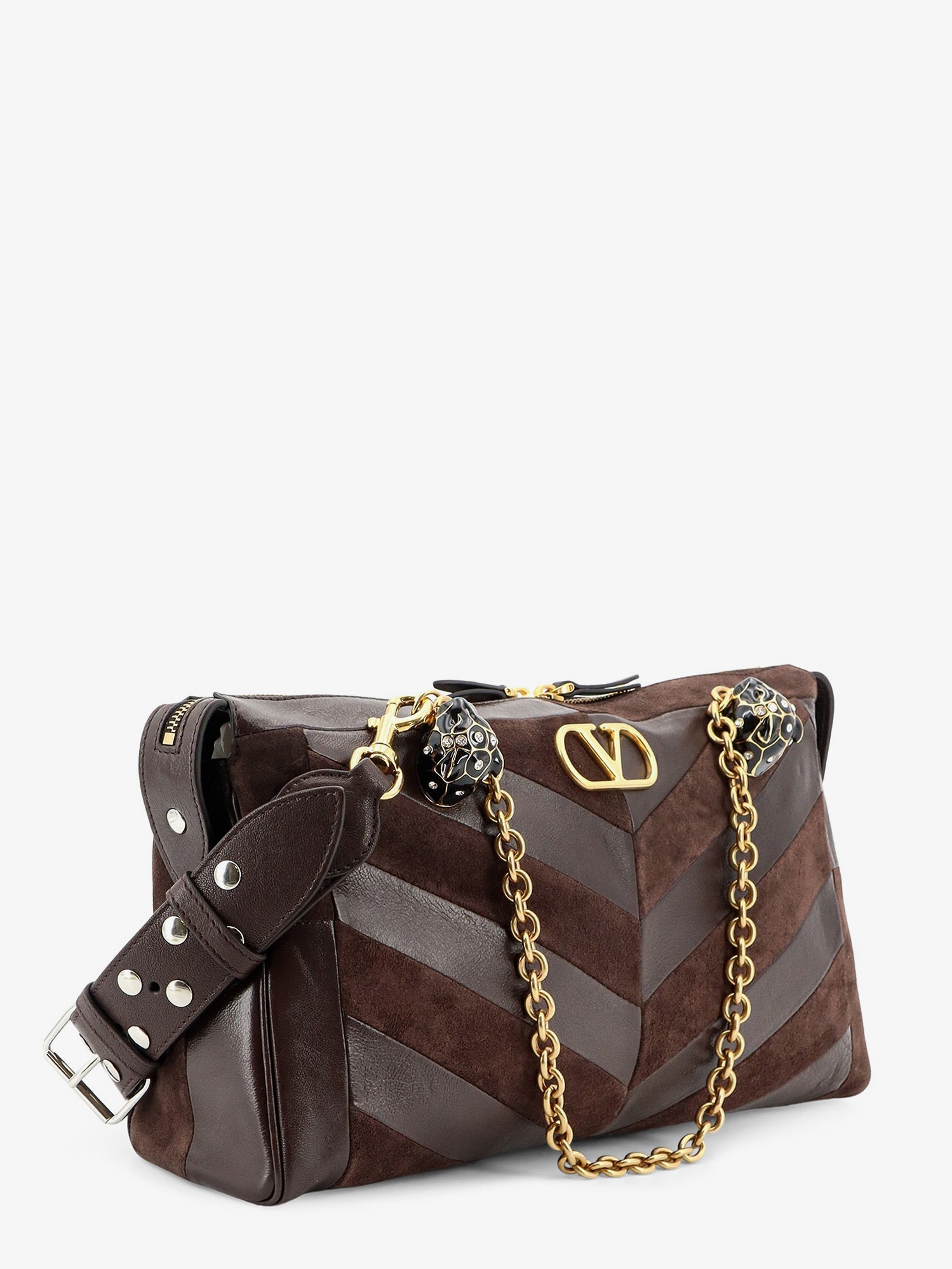 Valentino Panthea Suede And Leather Shoulder Bag