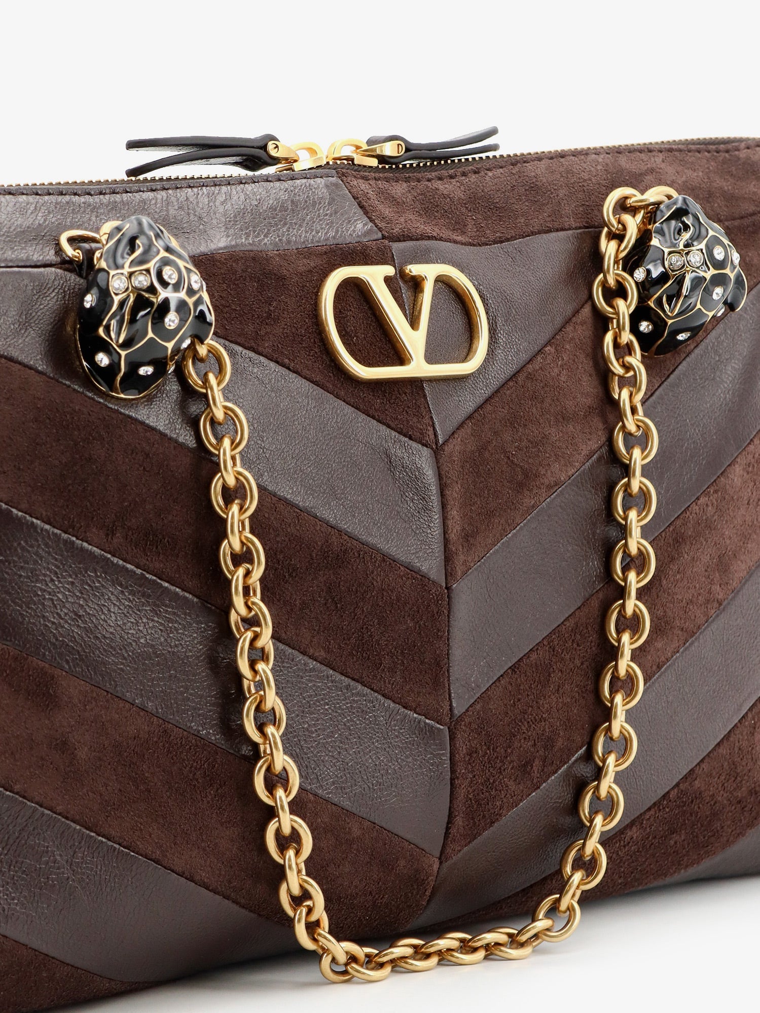 Valentino Panthea Suede And Leather Shoulder Bag