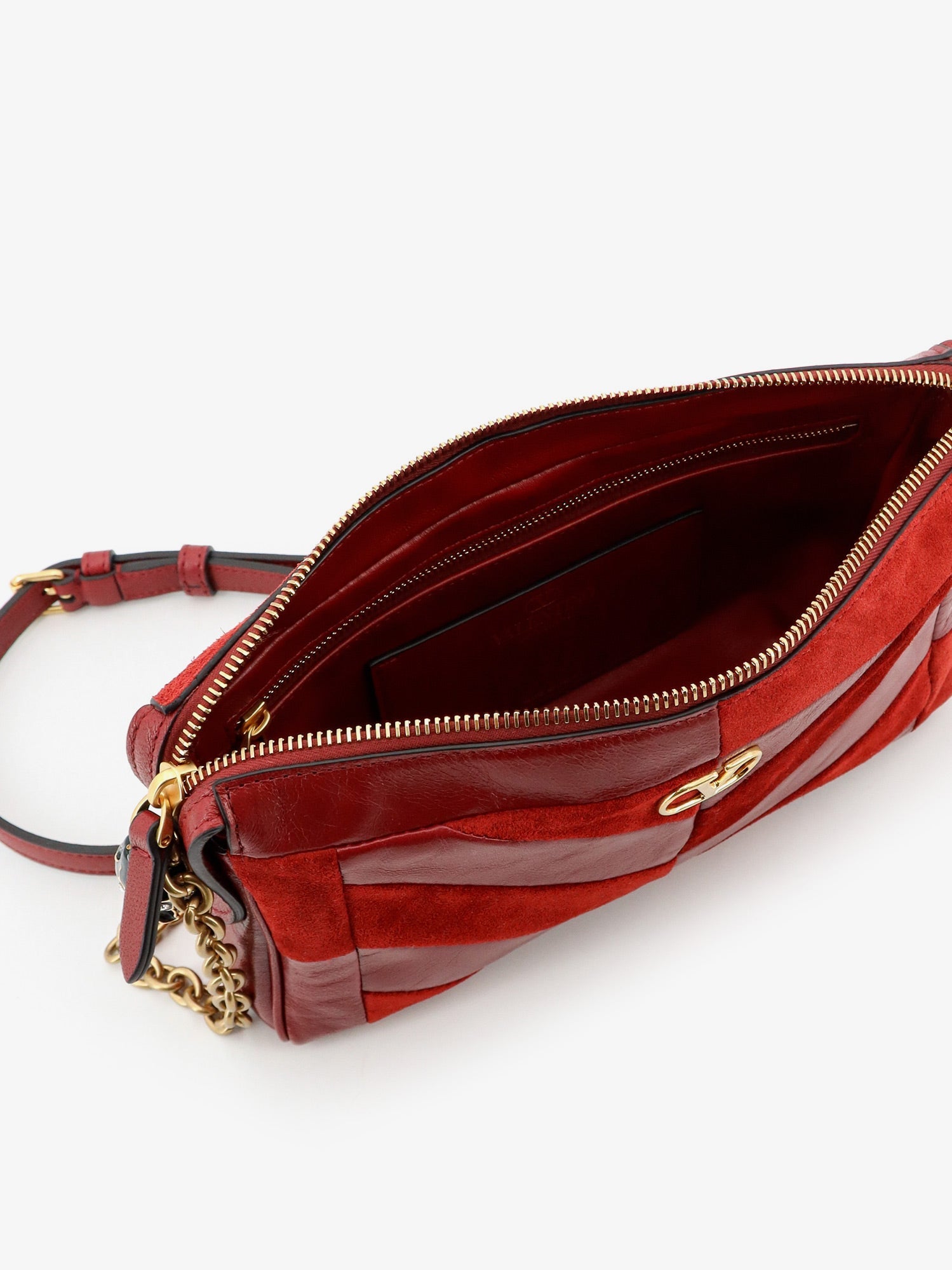 Valentino Panthea Suede And Leather Crossbody Bag