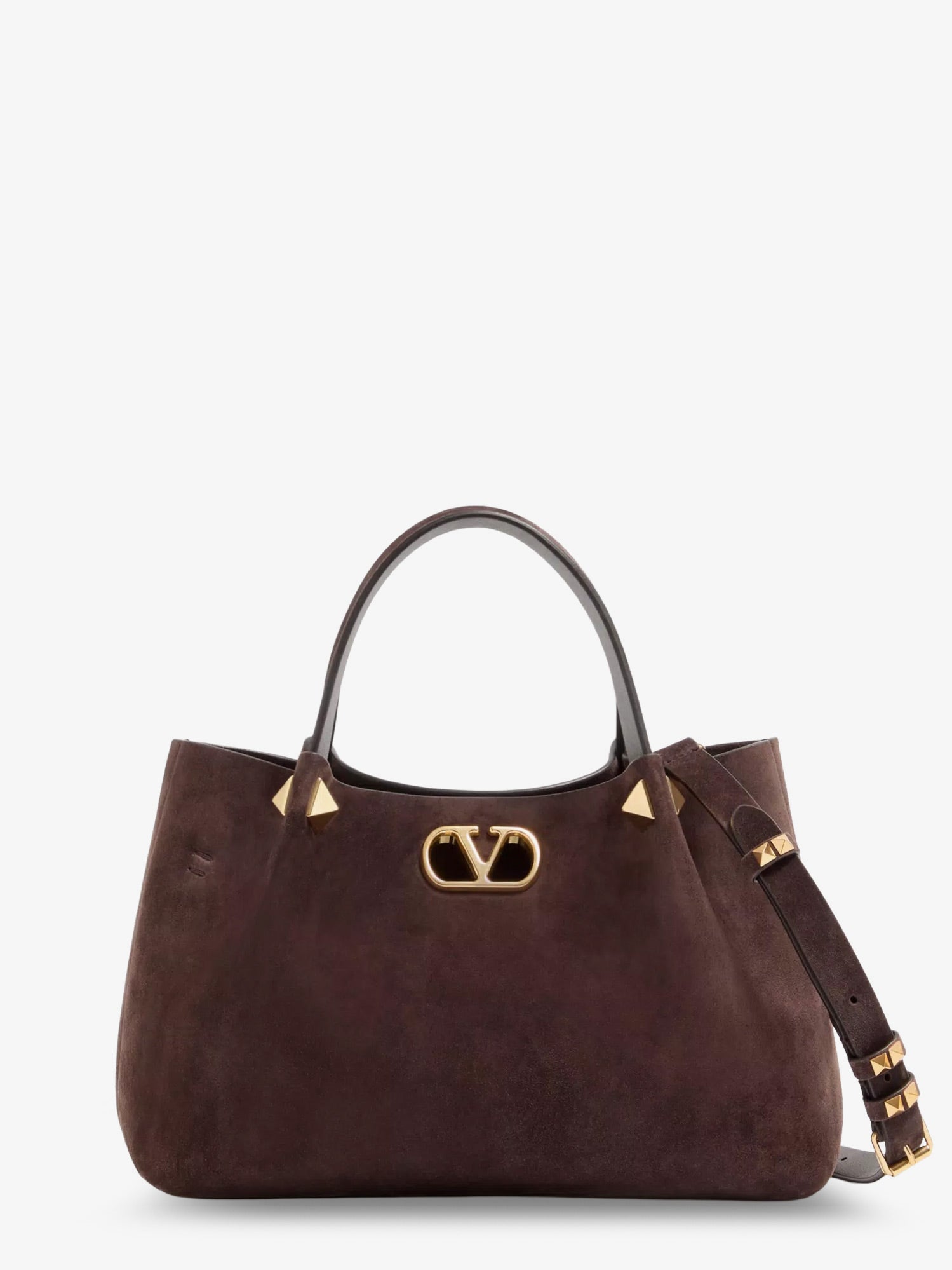 Valentino Suede Handbag With Metal Vlogo