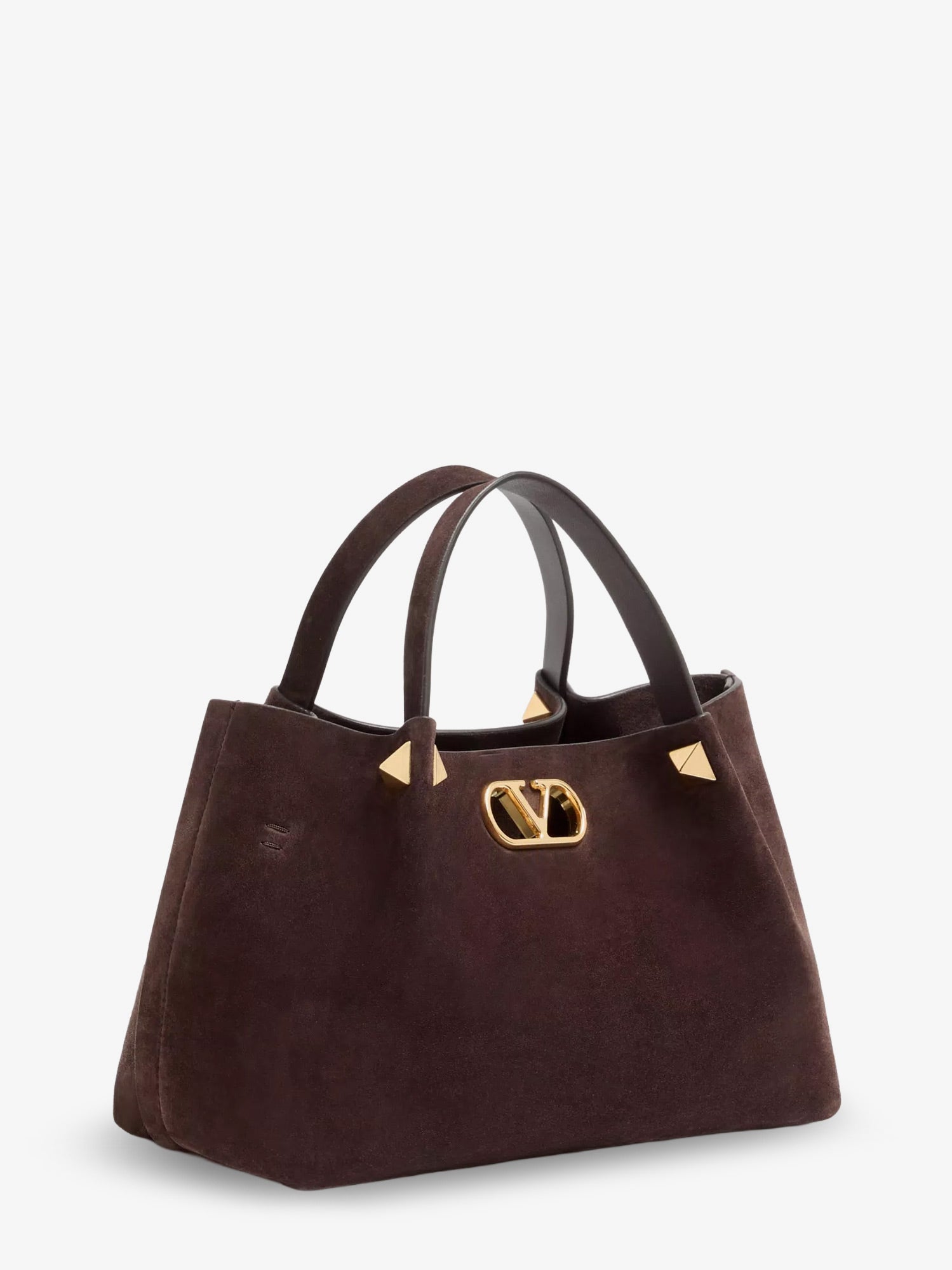 Valentino Suede Handbag With Metal Vlogo