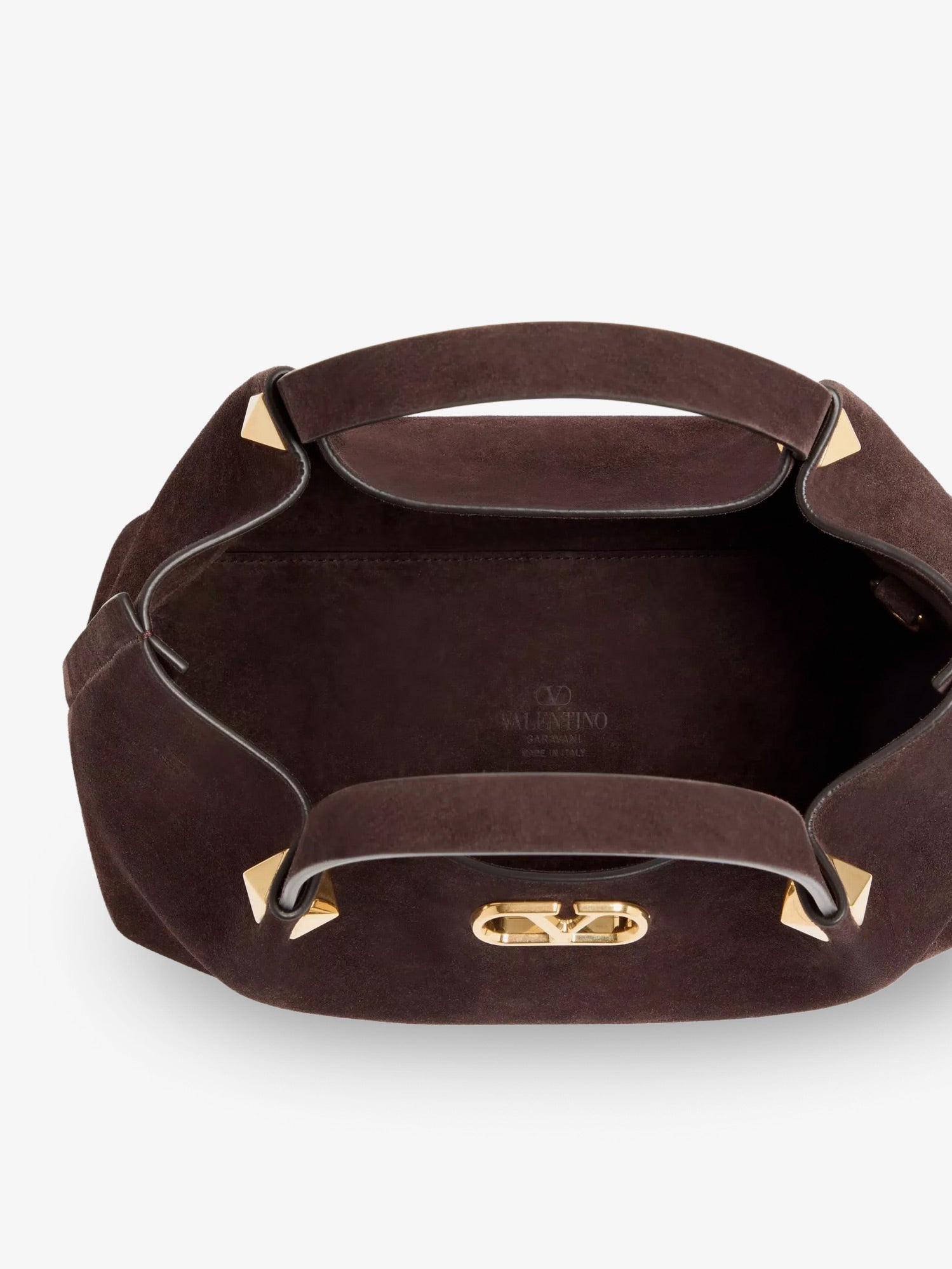 Valentino Suede Handbag With Metal Vlogo