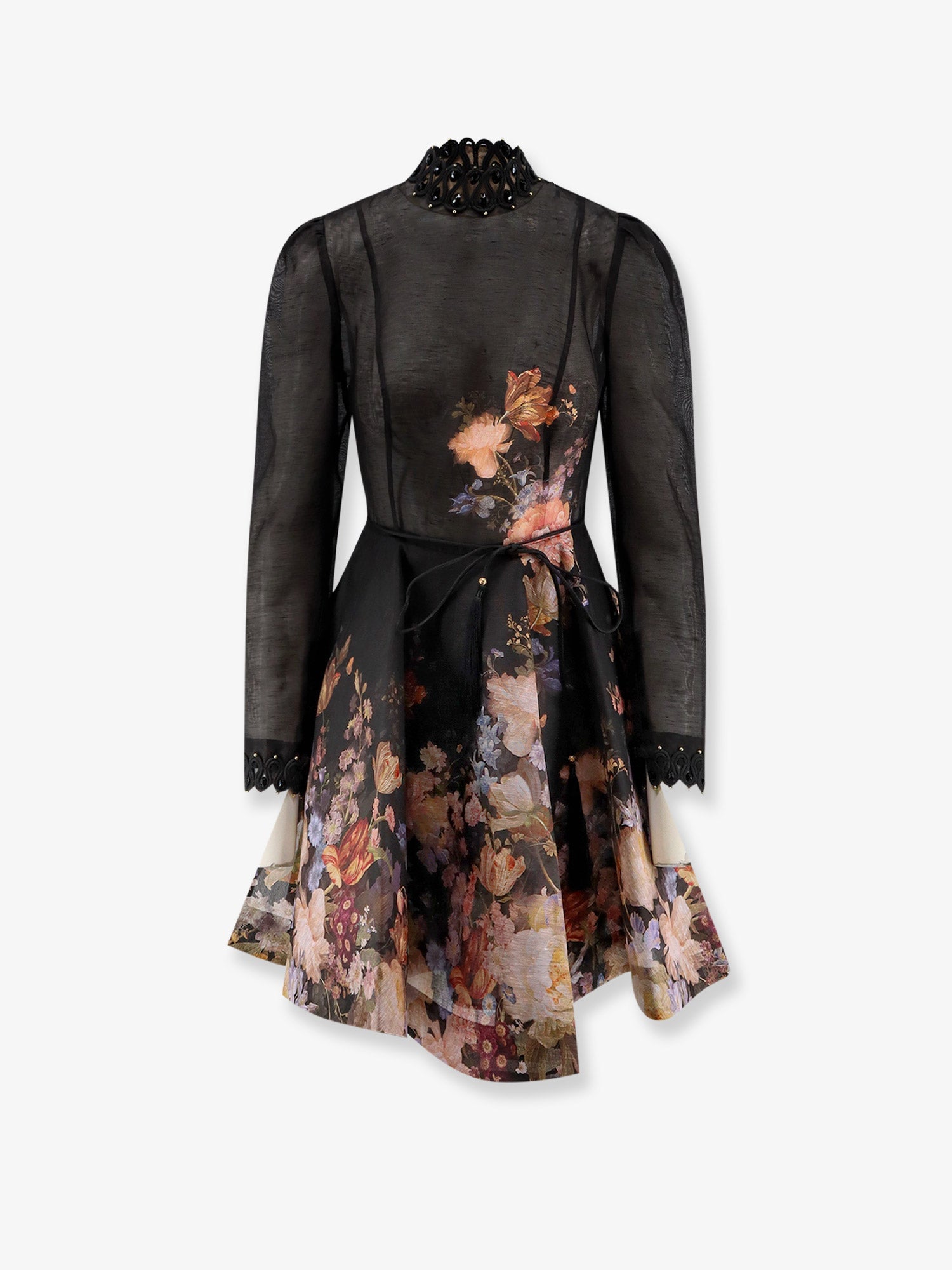 Zimmermann Valiant Embellish Mini Linen And Silk Dress