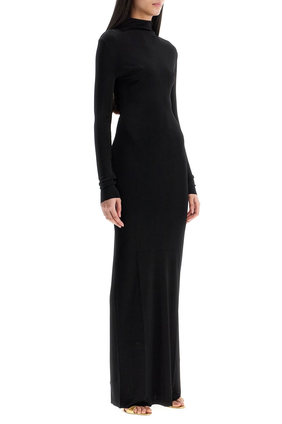 Khaite Maxi Dress With High Neck Slim Black