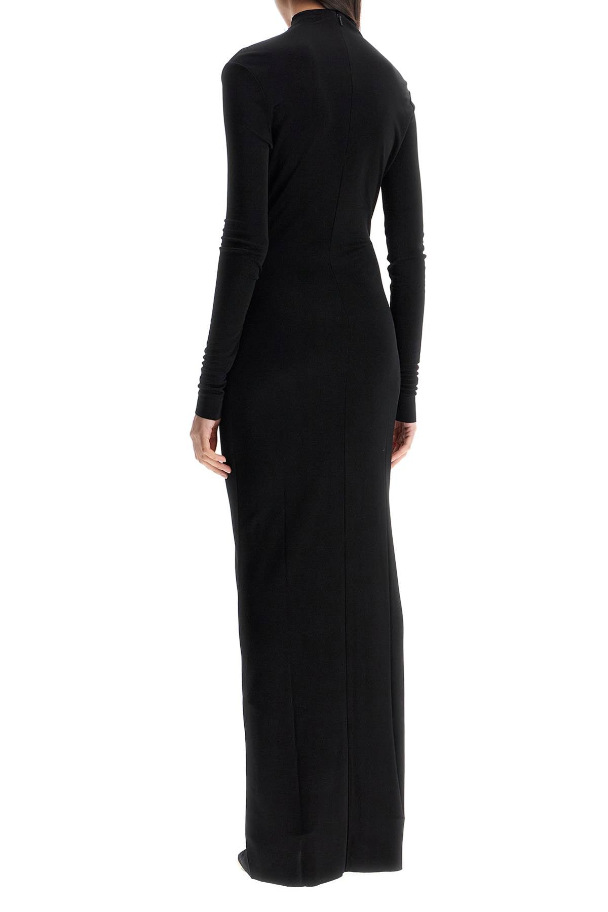 Khaite Maxi Dress With High Neck Slim Black