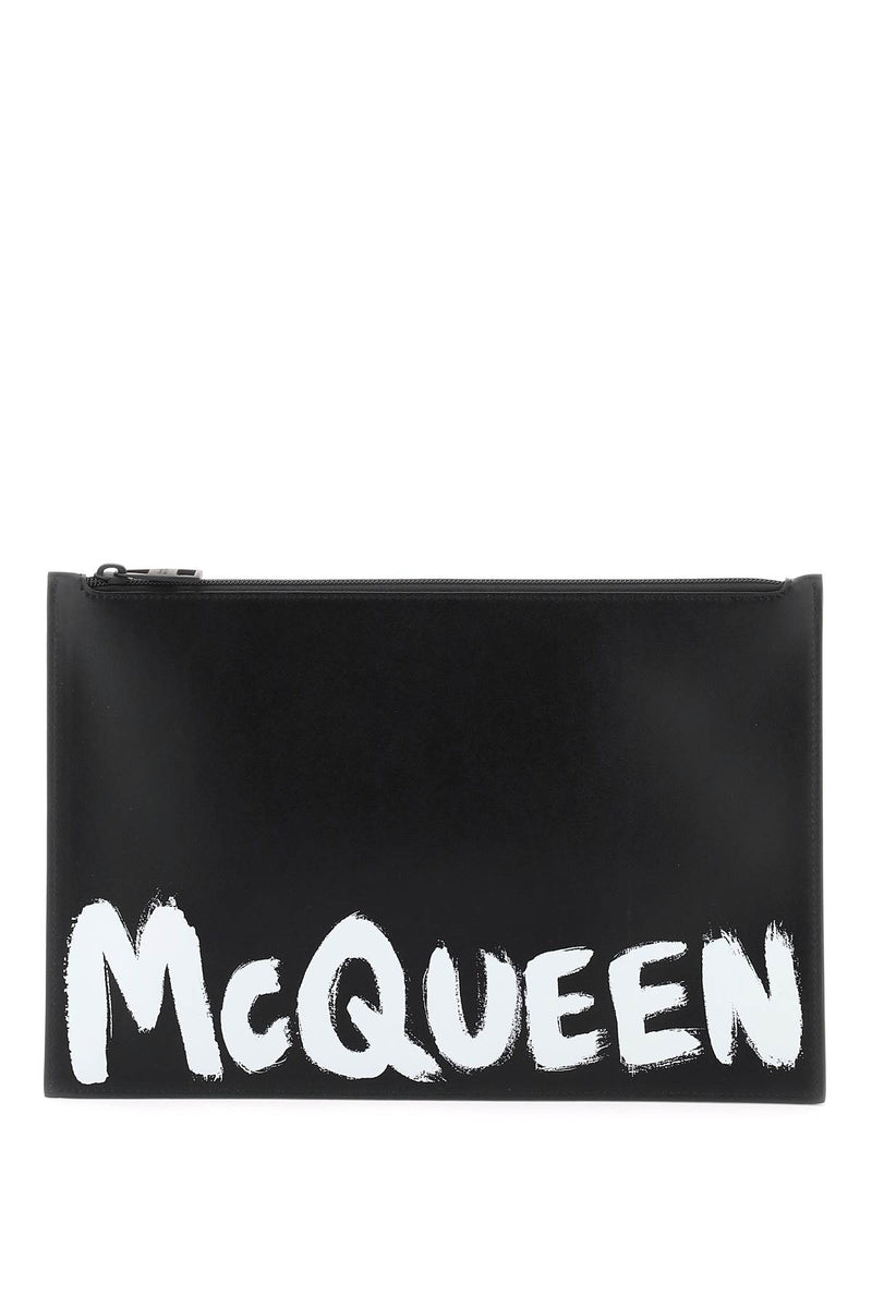 Alexander McQueen Graffiti Flat Pouch Black