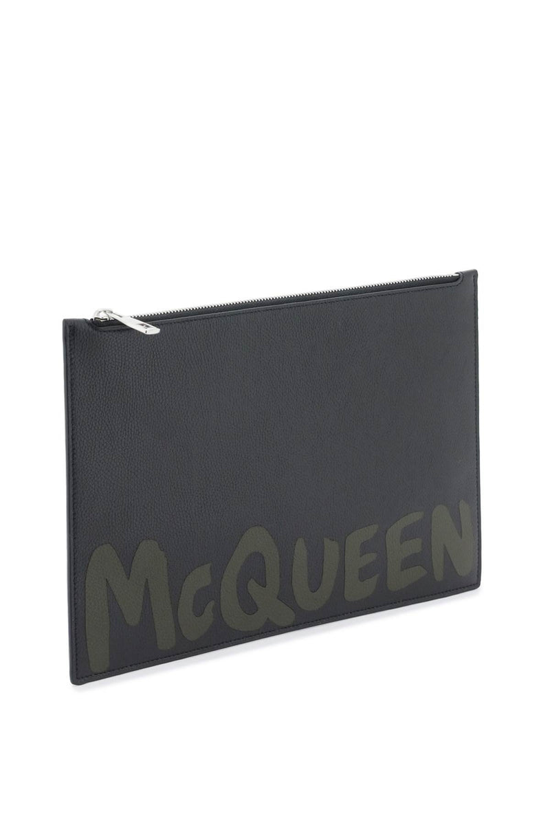 Alexander McQueen Graffiti Flat Pouch Black