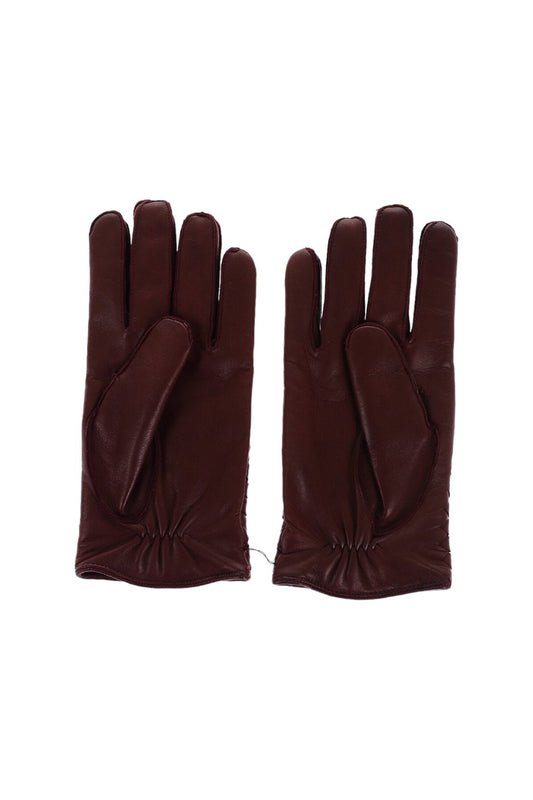 Bottega Veneta Braided Leather Gloves Burgundy