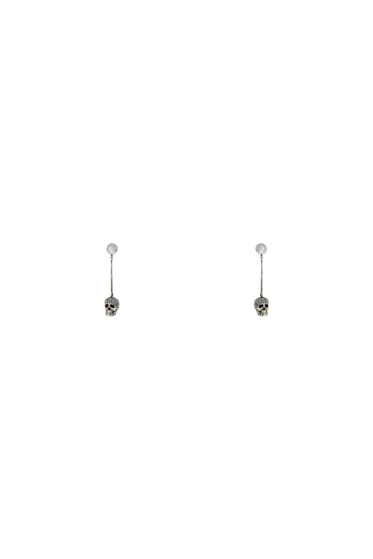 Alexander Mcqueen Skull Earrings With Pavé And Chain