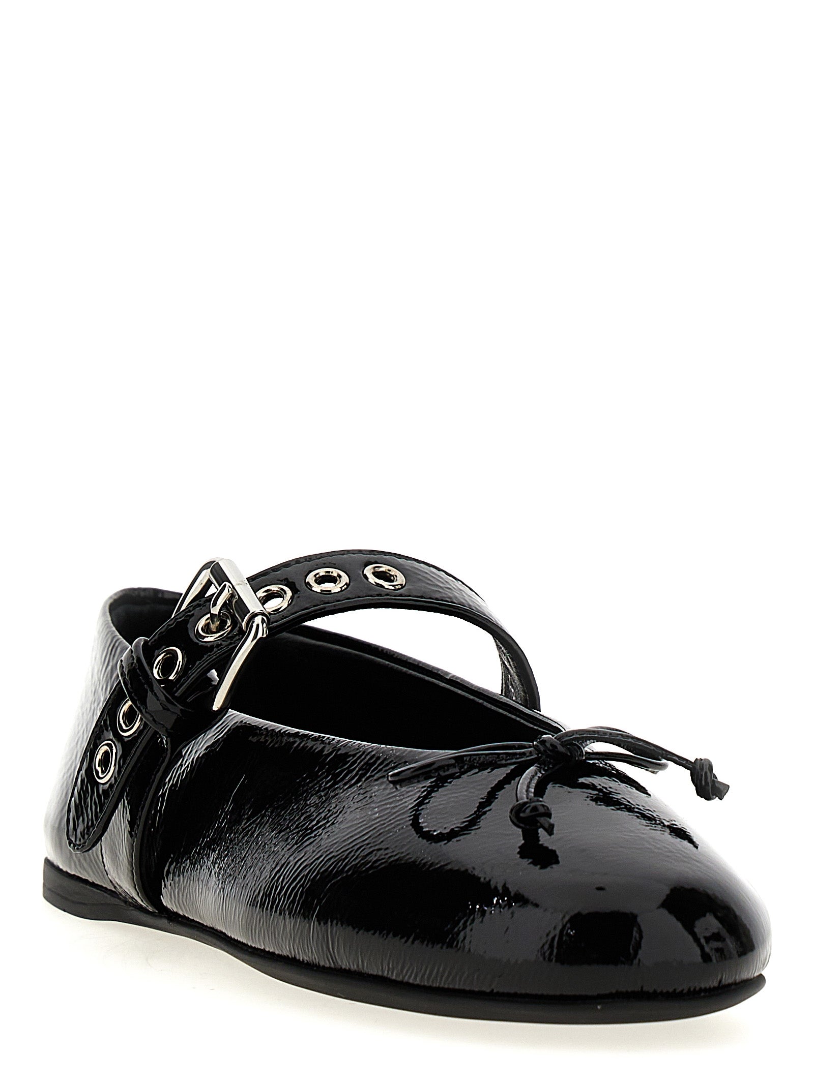 Miu Miu Buckle And Bow Ballet Flats