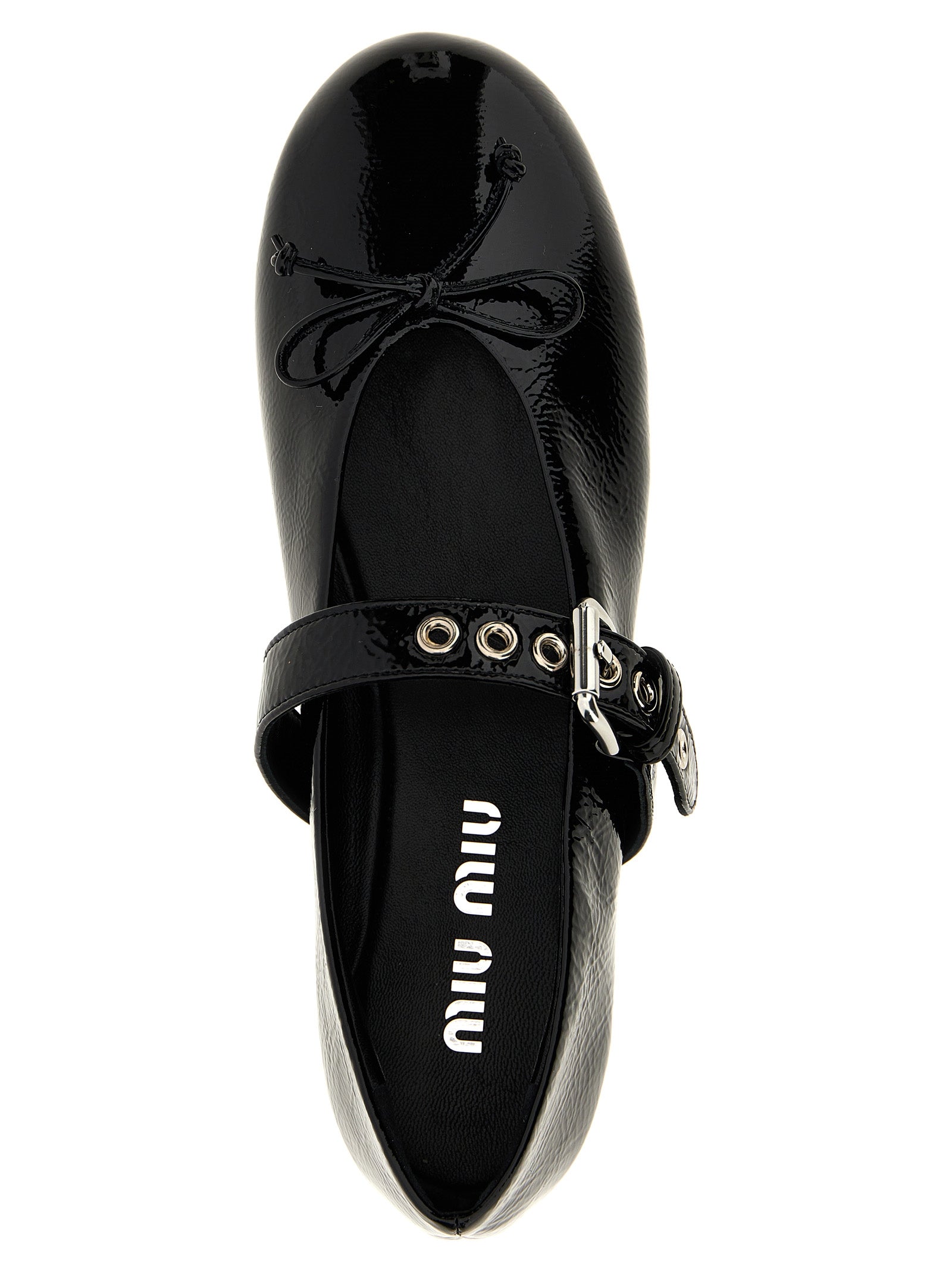 Miu Miu Buckle And Bow Ballet Flats