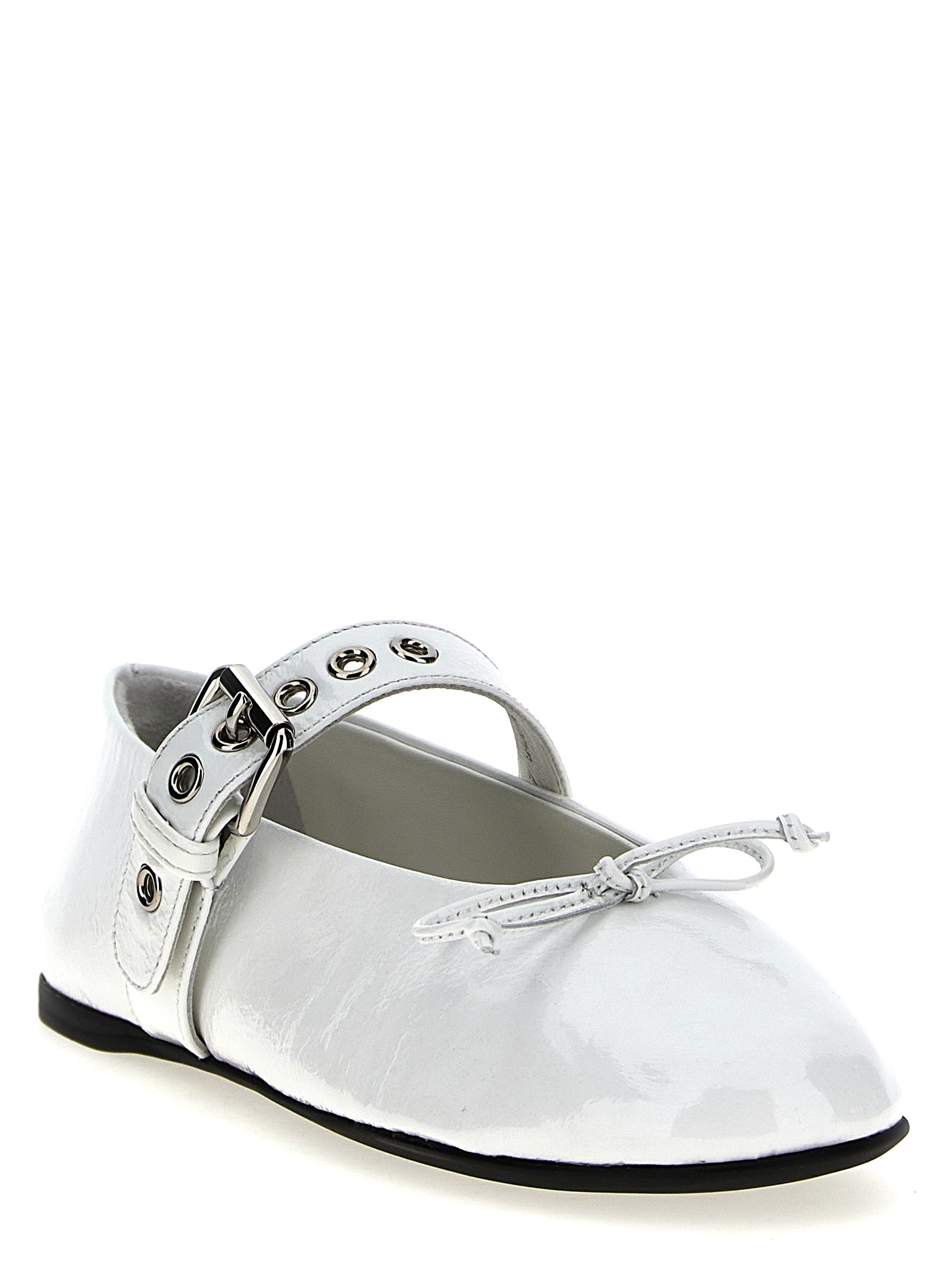 Miu Miu Buckle And Bow Ballet Flats