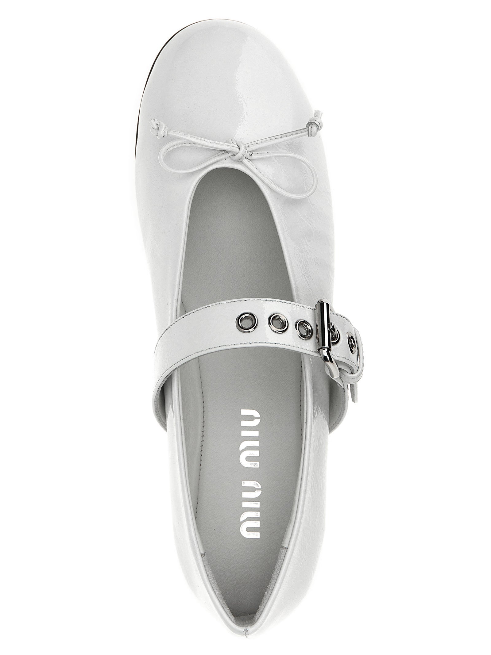 Miu Miu Buckle And Bow Ballet Flats