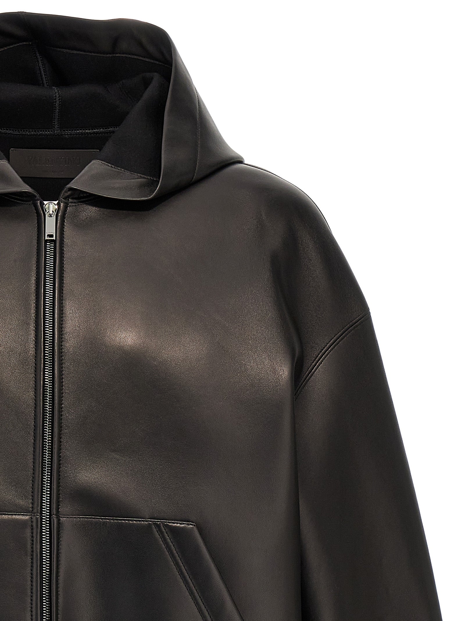 Valentino Garavani Valentino Leather Hooded Jacket