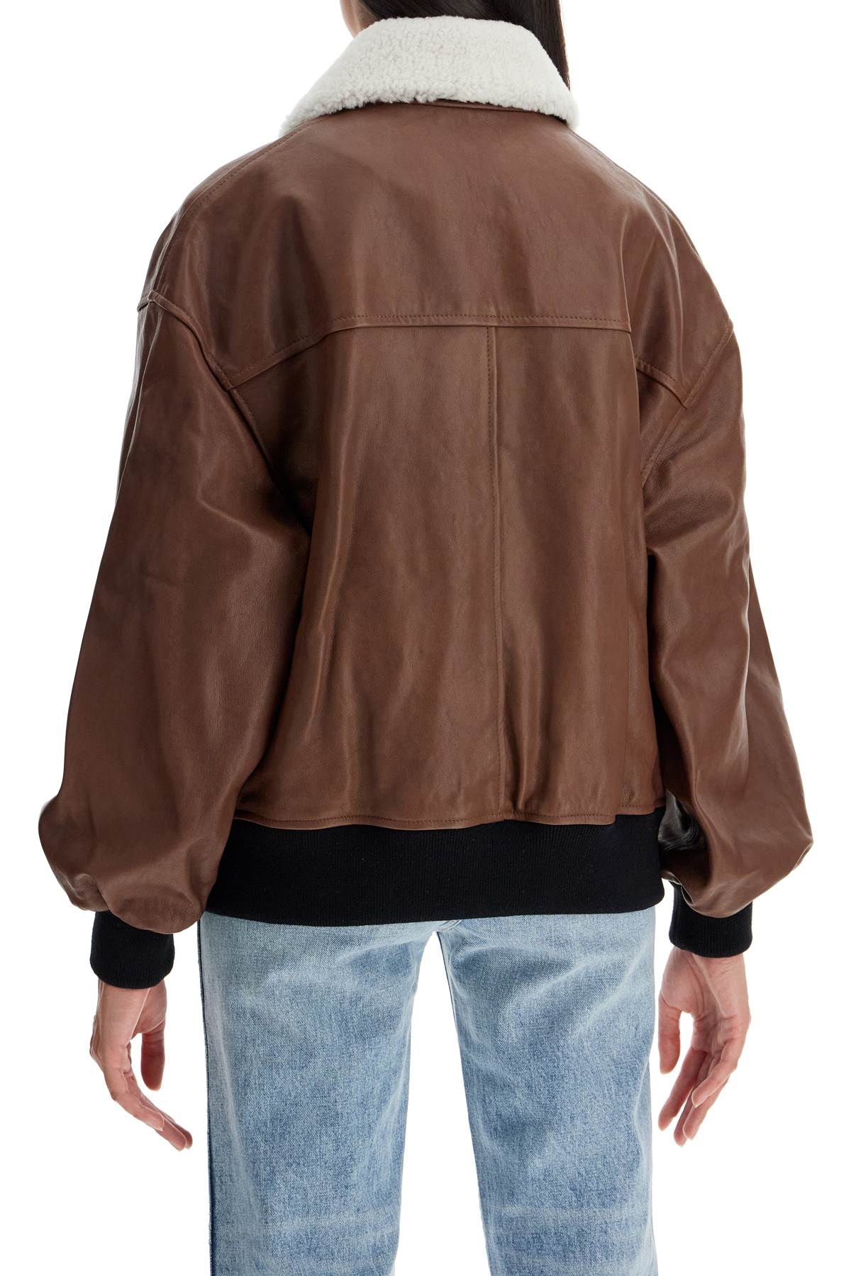 Khaite 'Shellar' Leather Bomber Jacket With She