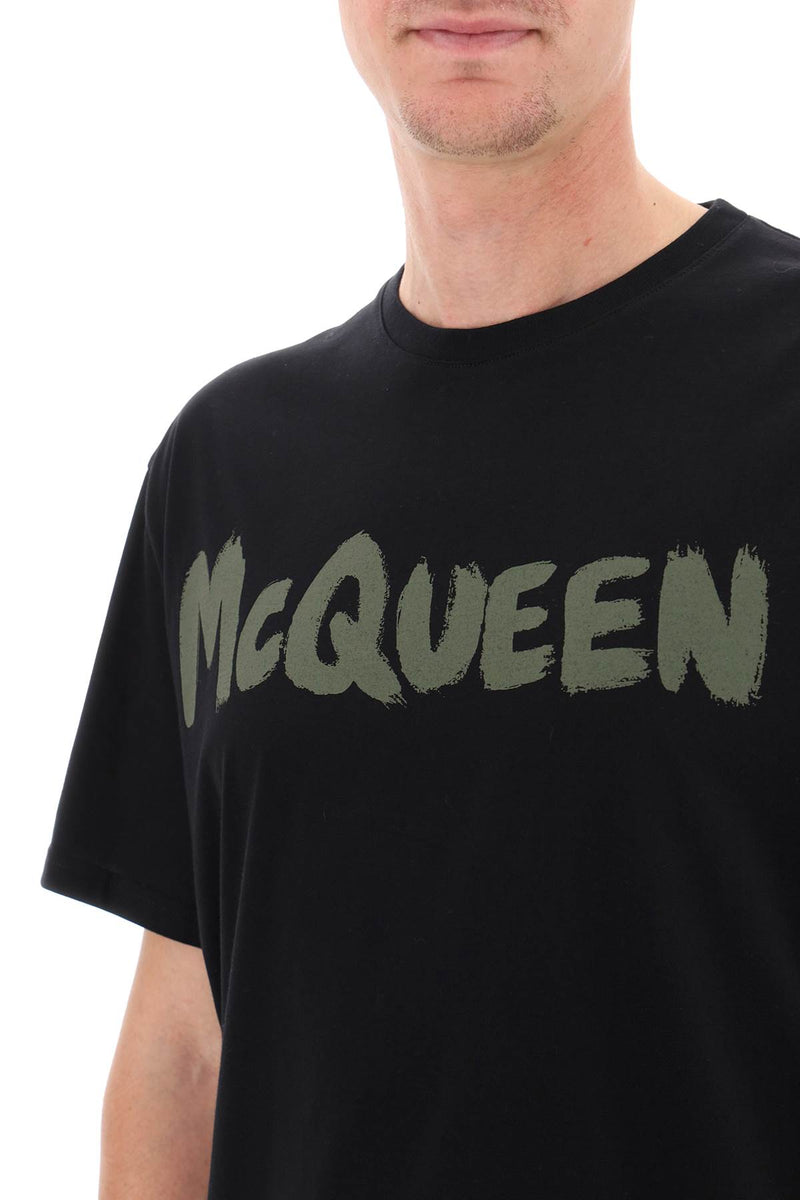 Alexander McQueen Mcqueen Graffiti T-Shirt Black