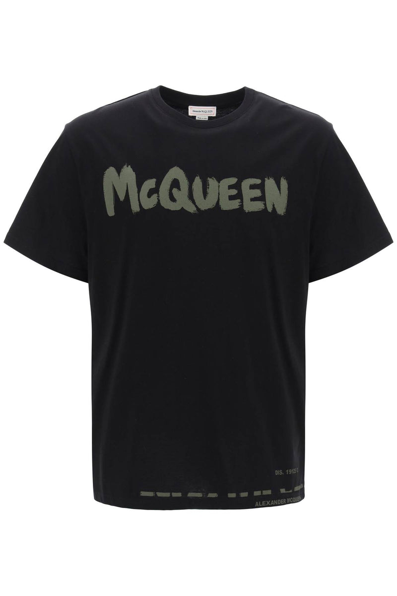 Alexander McQueen Mcqueen Graffiti T-Shirt Black