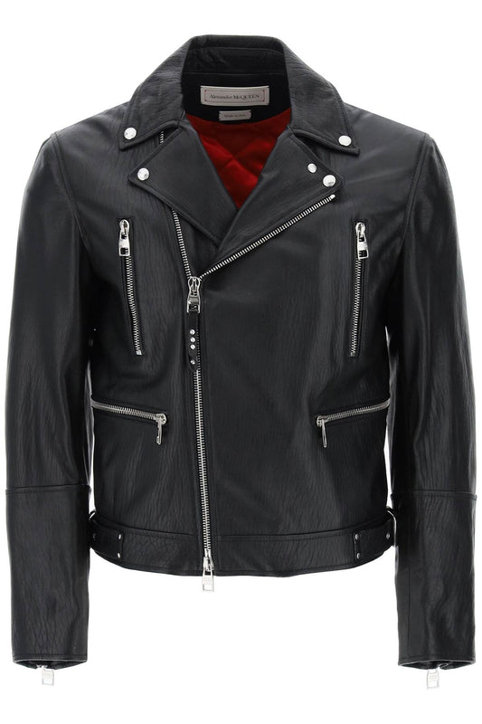 Alexander McQueen Leather Biker Jacket Black