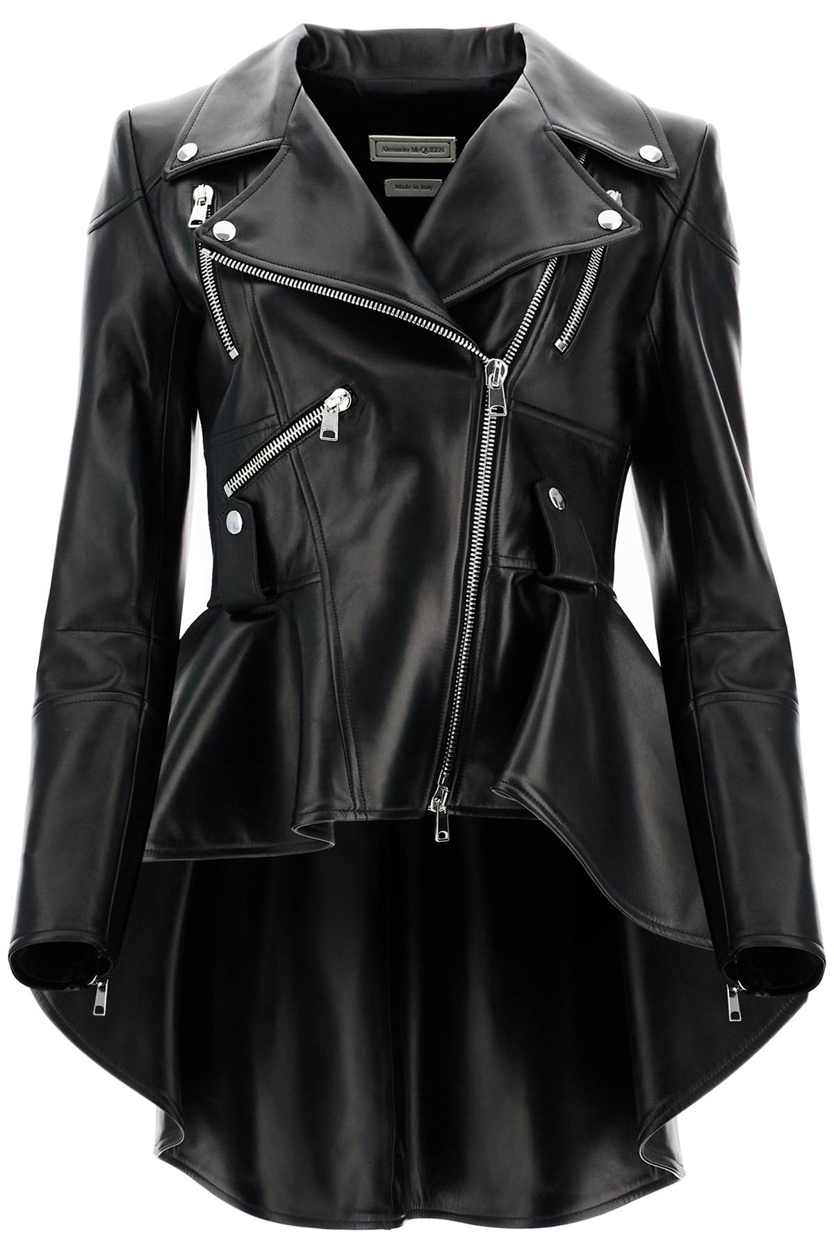 Alexander Mcqueen Peplum Leather Biker Jacket