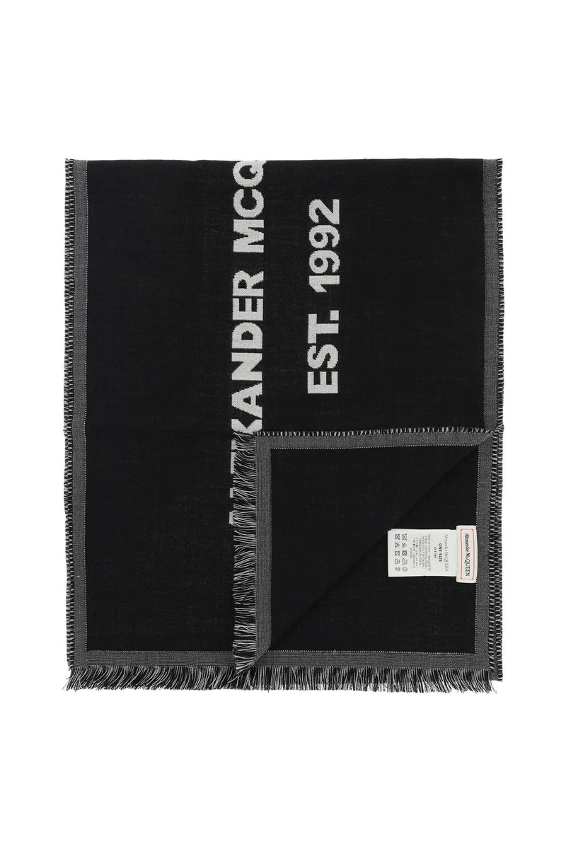 Alexander McQueen Mcqueen Graffiti Oversized Scarf Black