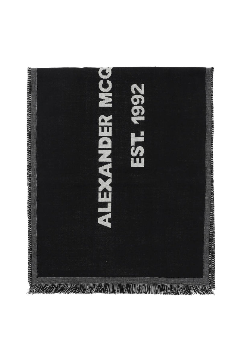 Alexander McQueen Mcqueen Graffiti Oversized Scarf Black