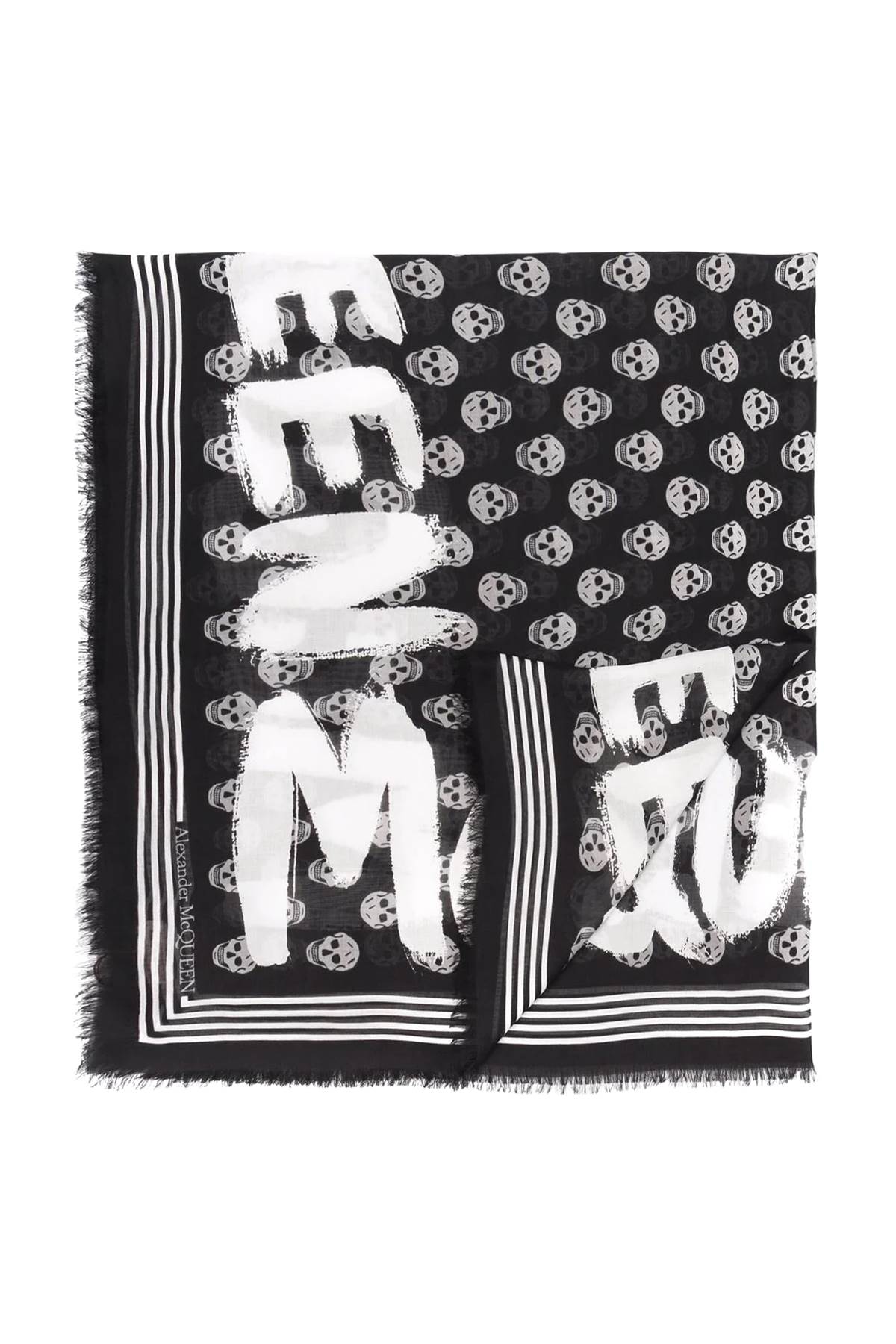 Alexander McQueen Graffiti Biker Scarf Black