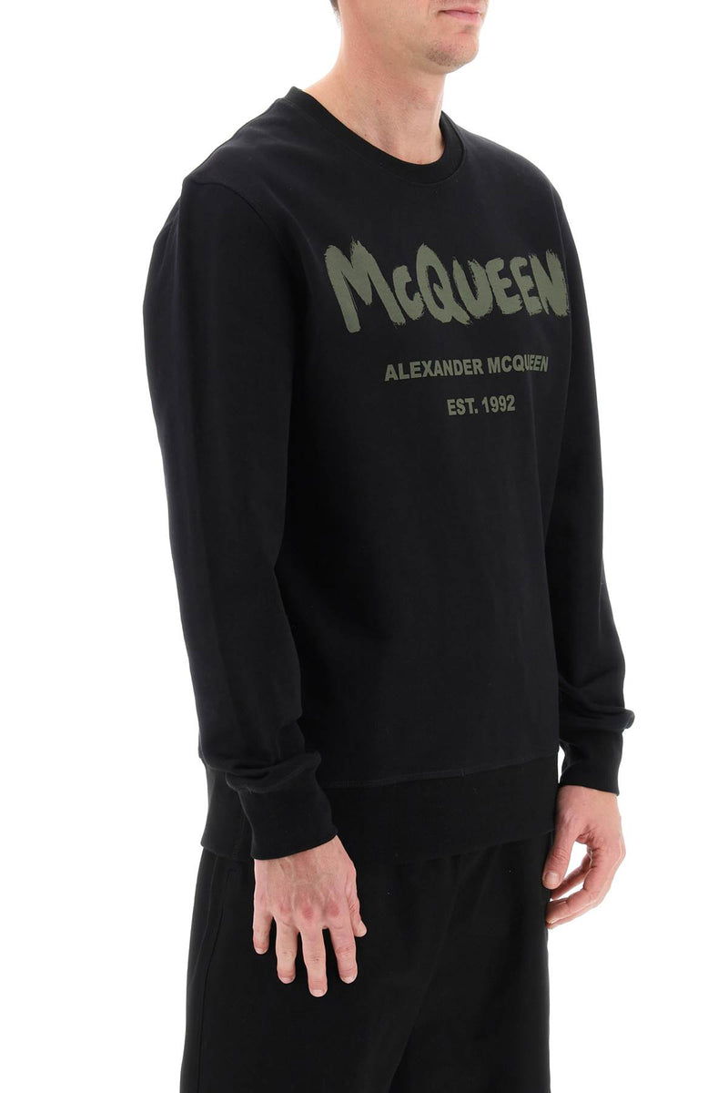 Alexander McQueen Mcqueen Graffiti Sweatshirt Black