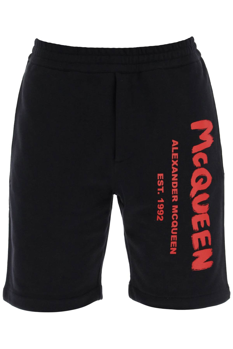 Alexander McQueen Jersey Graffiti Sweatshorts White