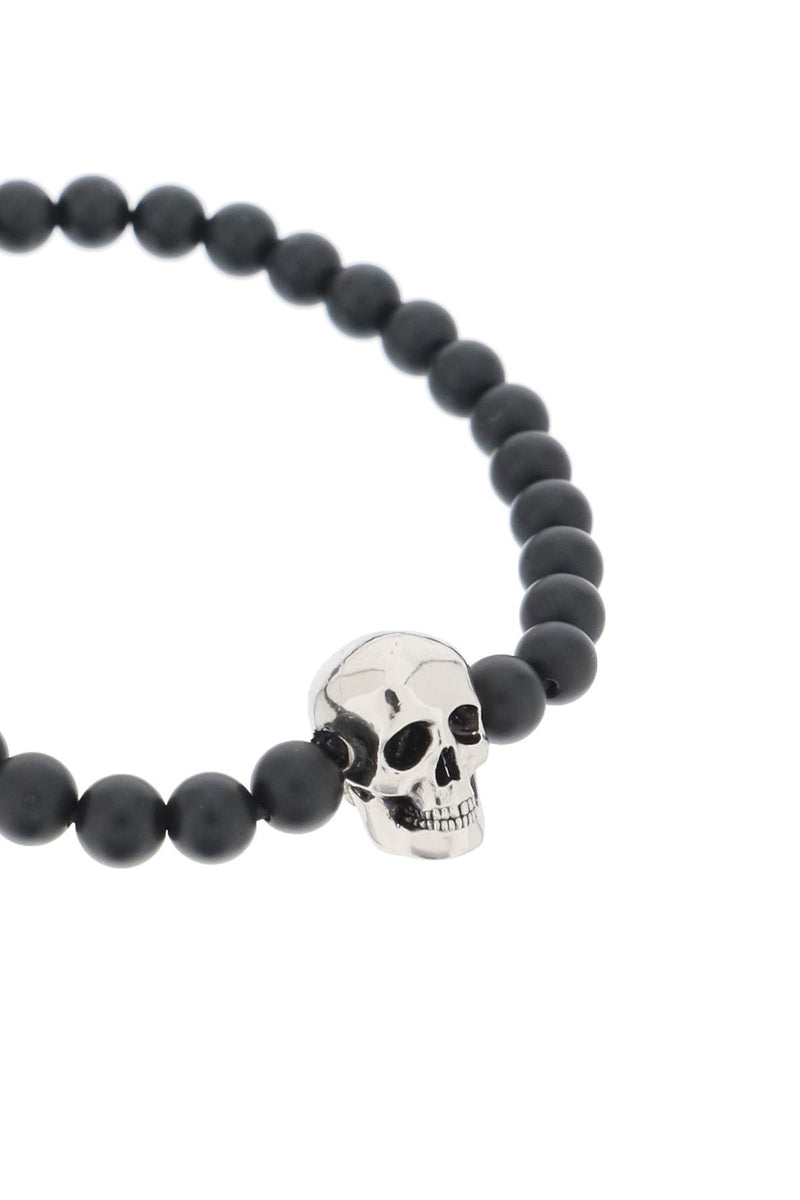 Alexander McQueen Skull Bracelet With Pearls Black