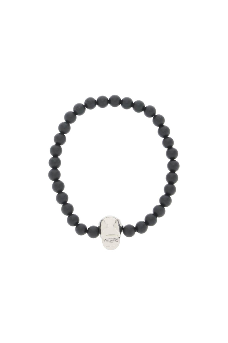 Alexander McQueen Skull Bracelet With Pearls Black