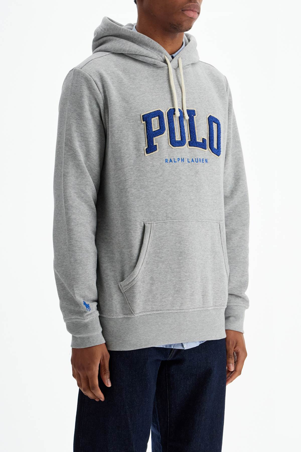 Polo Ralph Lauren Men'S Gray Cotton Zip Hoodie With Polo Logo