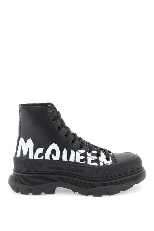 Alexander McQueen 'Tread Slick Graffiti' Ankle Boots White