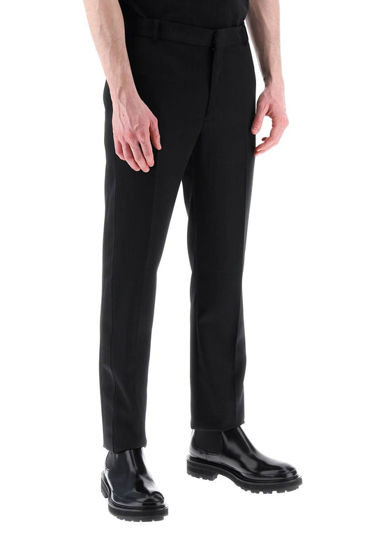 Alexander McQueen Smoking Pants In Grain De Poudre Black