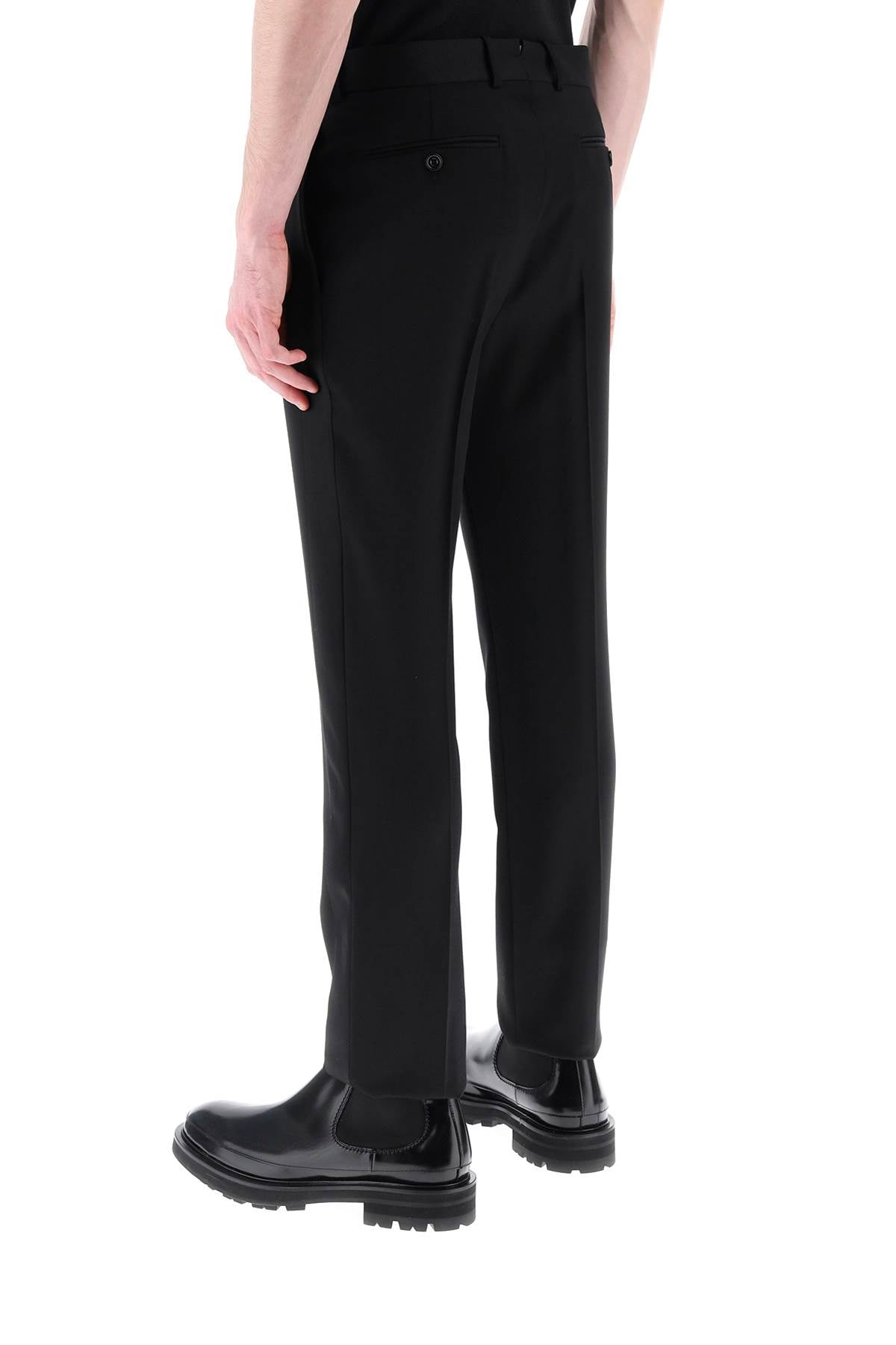 Alexander McQueen Smoking Pants In Grain De Poudre Black