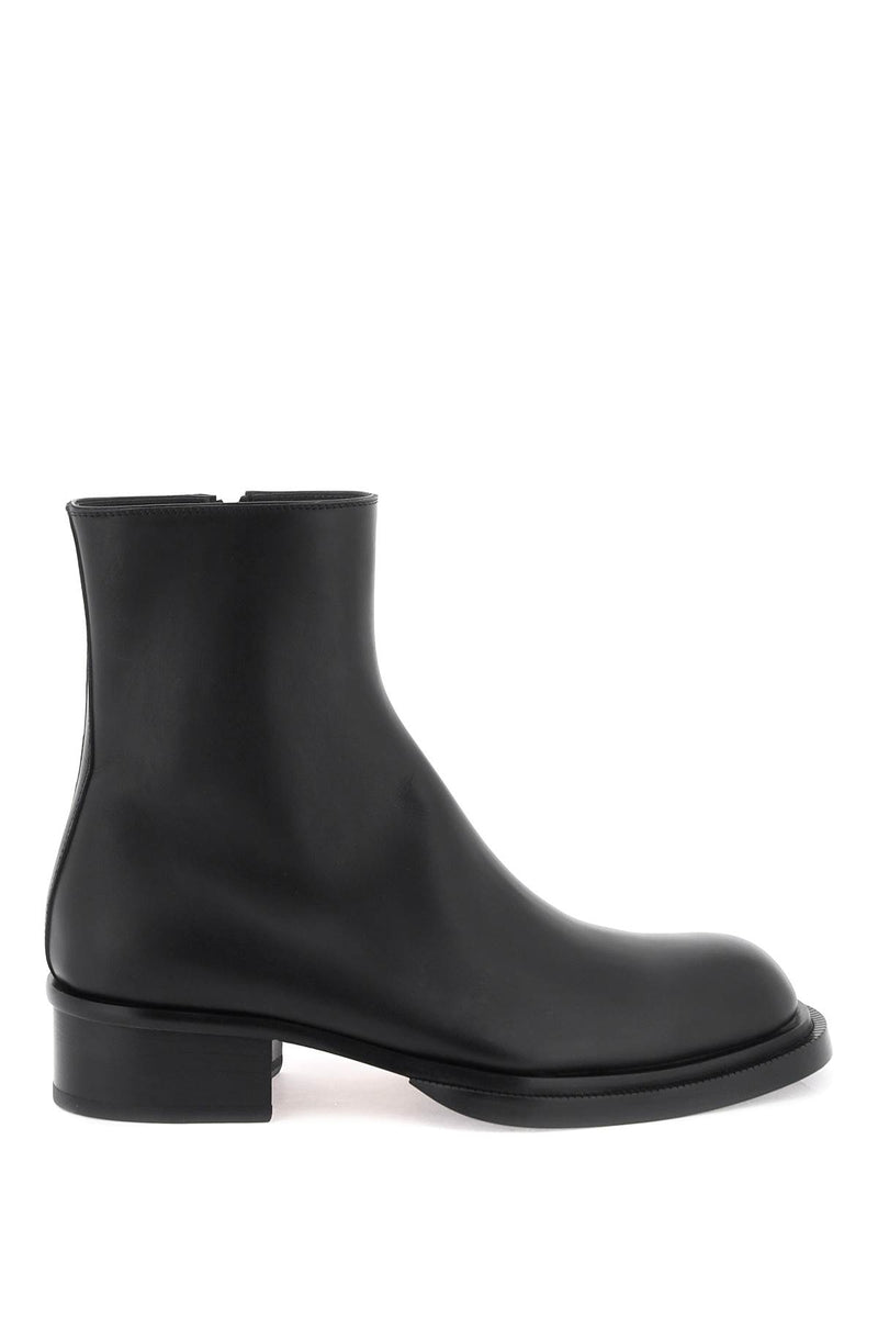 Alexander McQueen Cuban Stack Ankle Boots Black