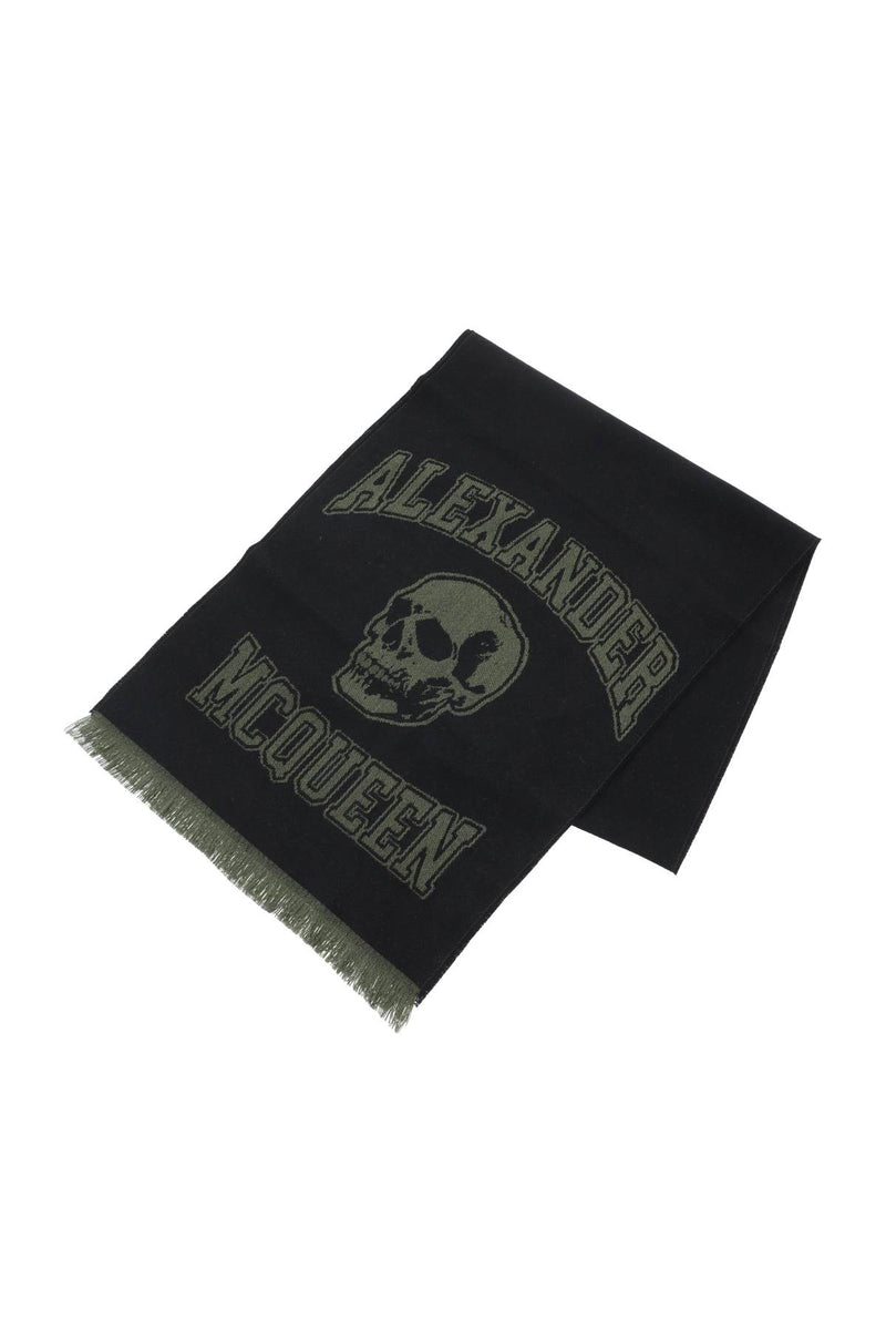 Alexander McQueen Varsity Logo Wool Scarf Black