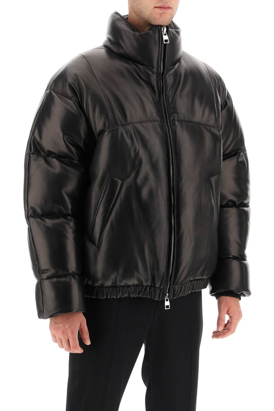 Alexander McQueen Quilted Leather Puffer Jacket Black