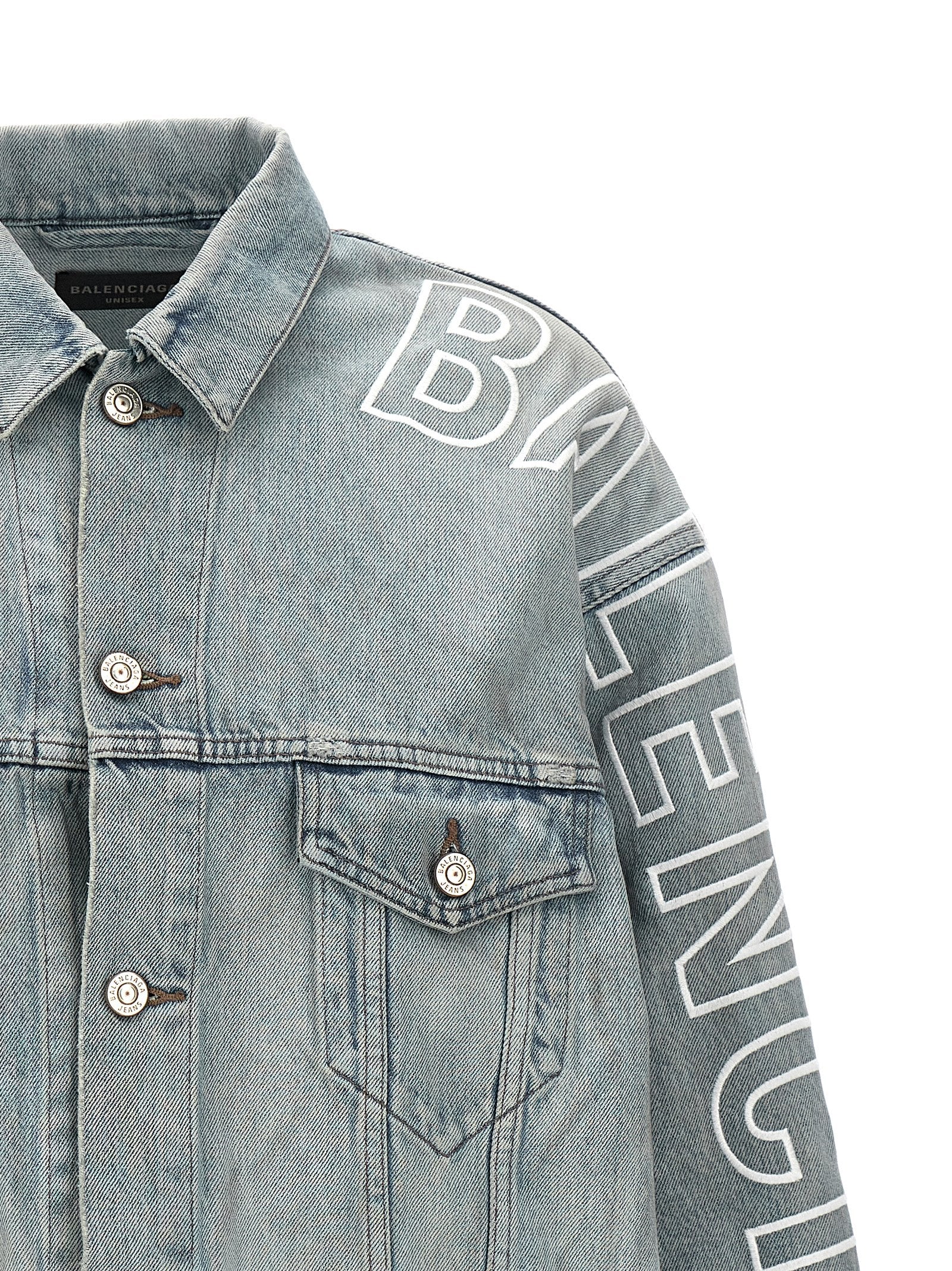 Balenciaga Logo Embroidery Denim Jacket