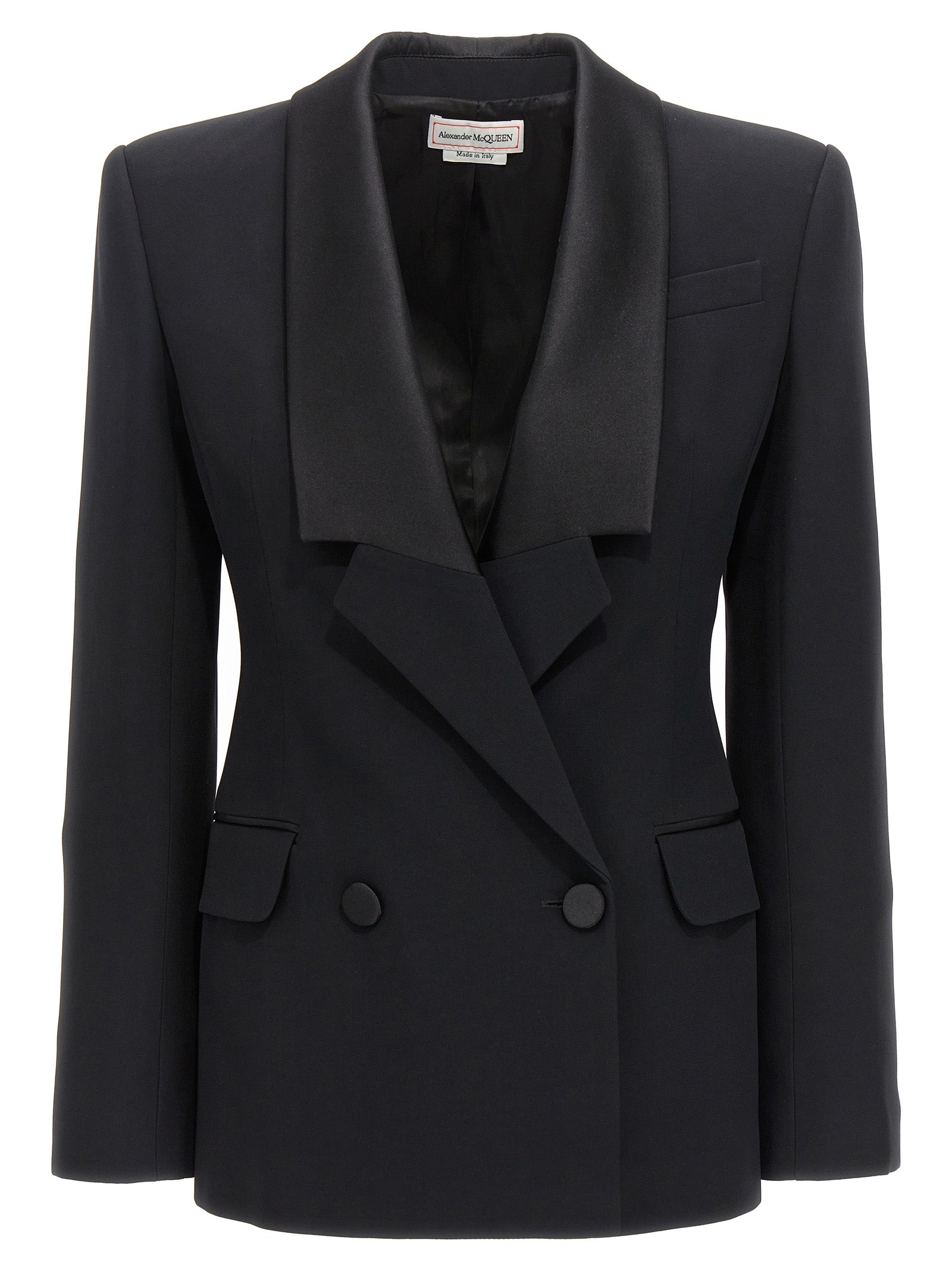 Alexander Mcqueen Double-Breasted Blazer With Satin Details