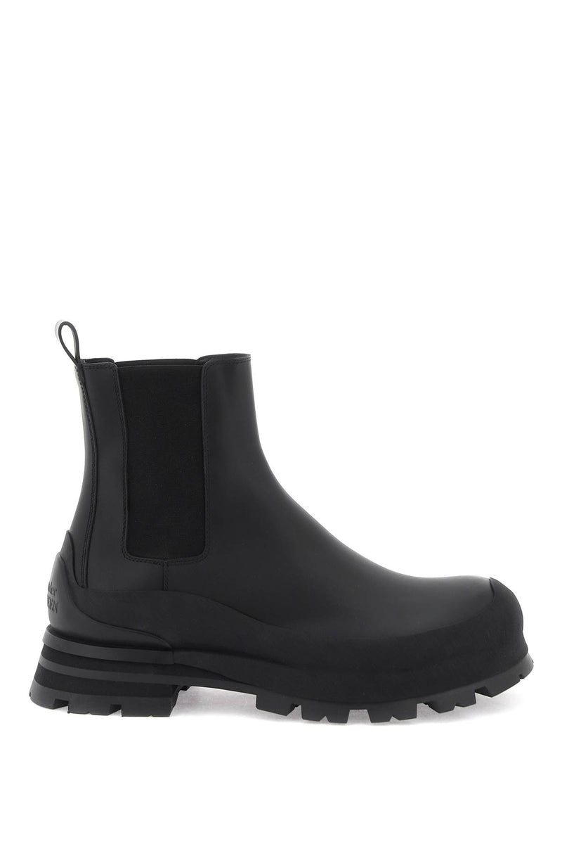 Alexander McQueen Leather Chelsea Ankle Boots Black